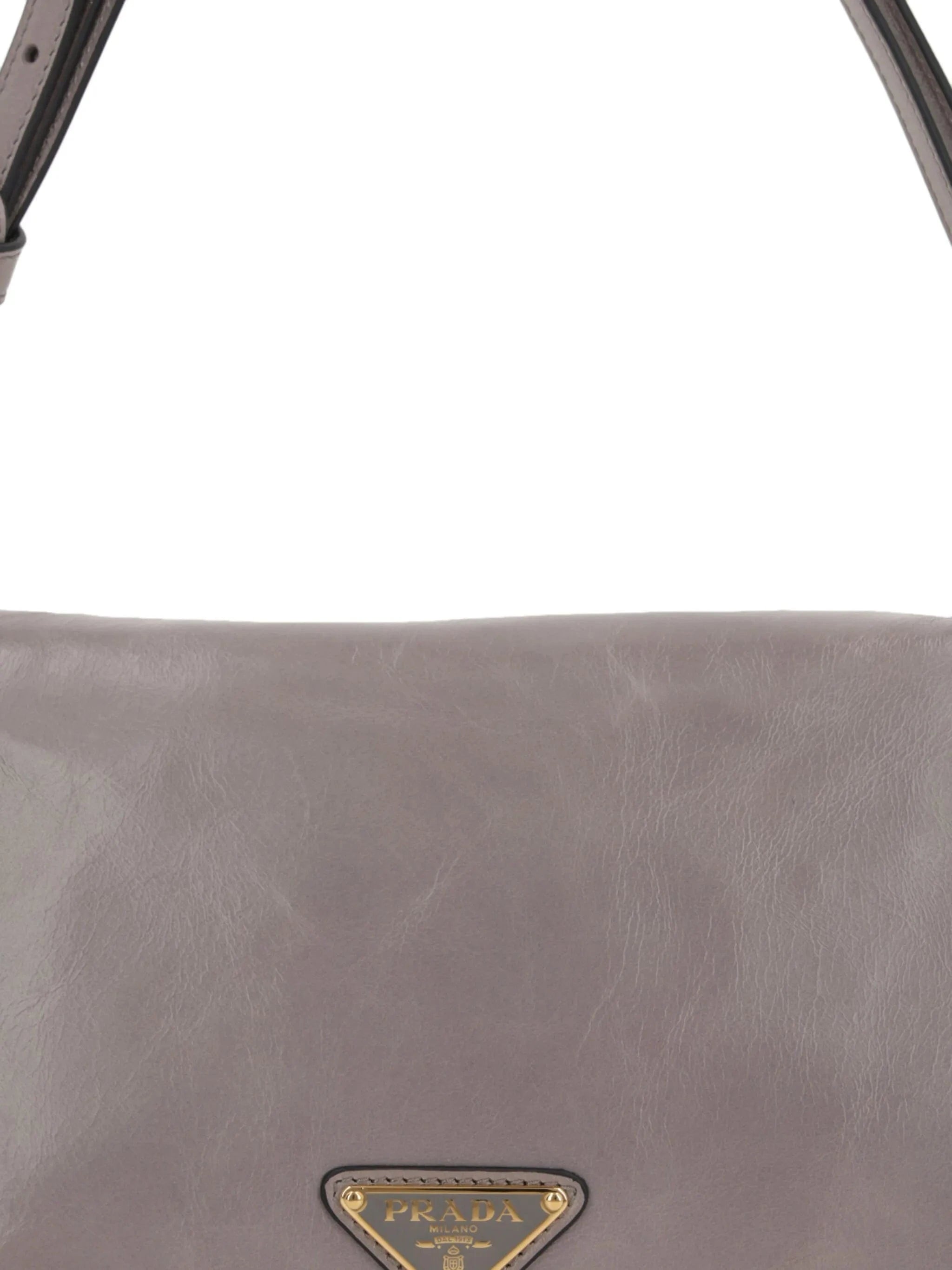 Prada Grey Leather Shoulder Bag