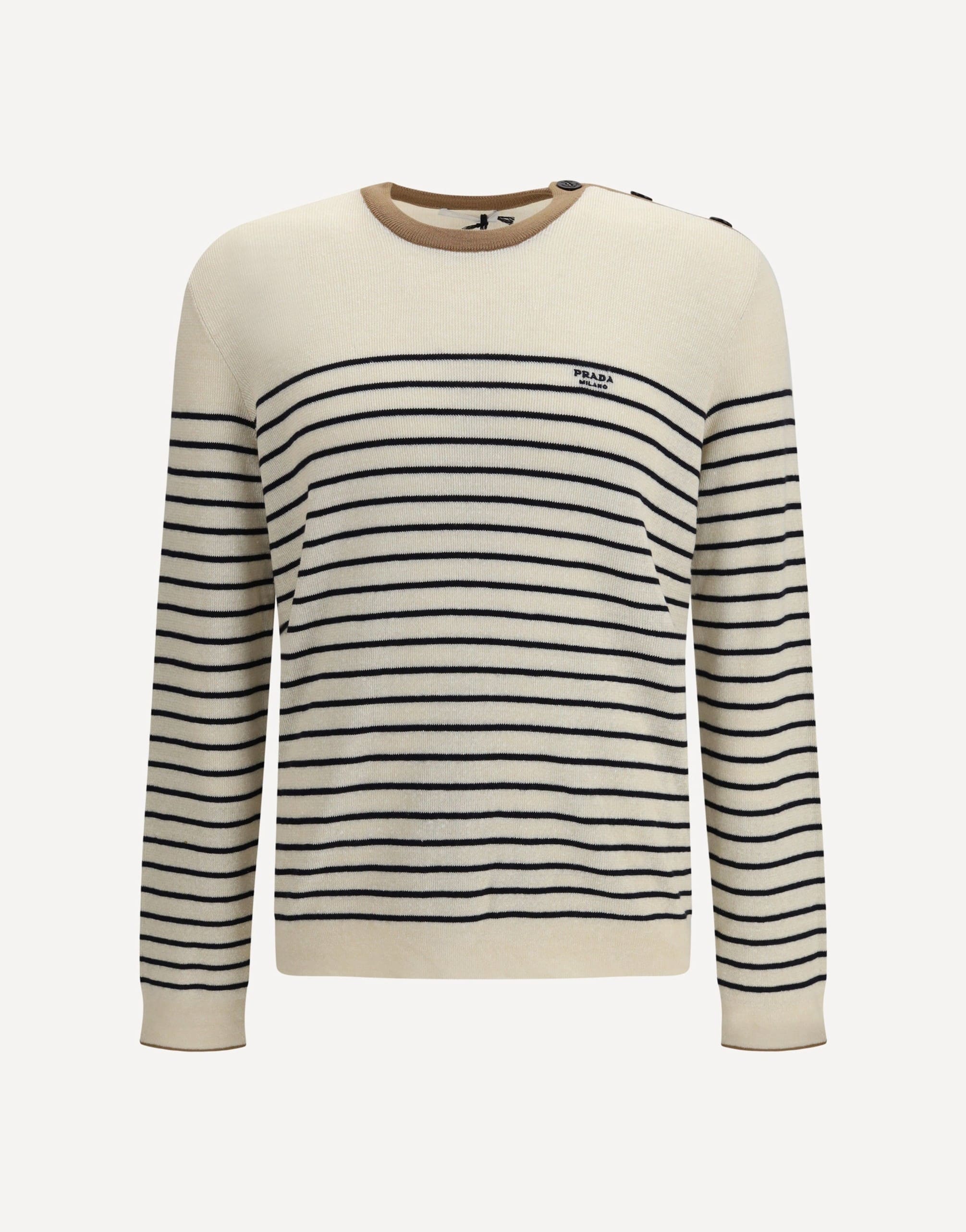 Prada Prada Jacquard Wool-Cotton Blend Sweater