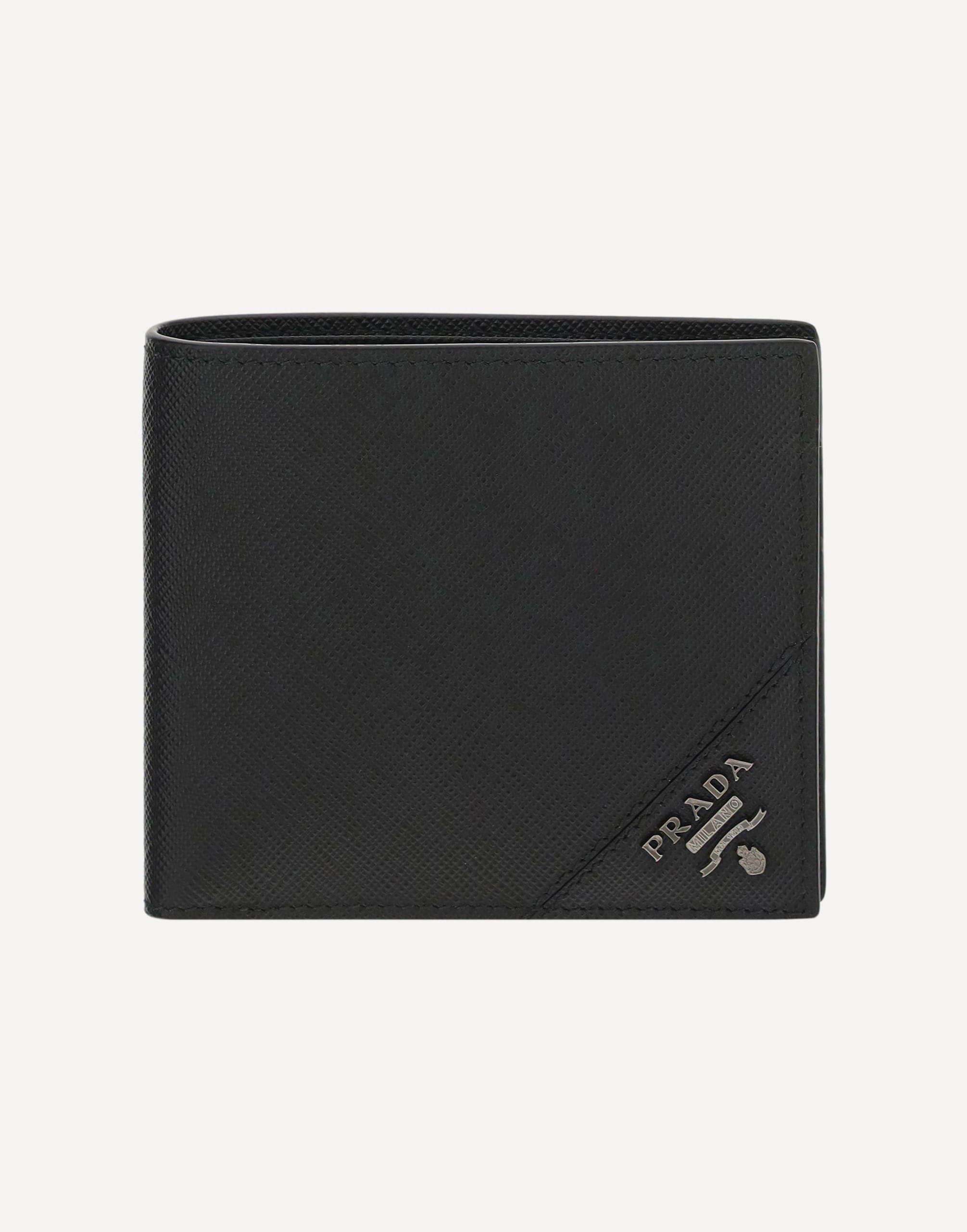 Prada Prada Leather Billfold Wallet With Logo Plaque