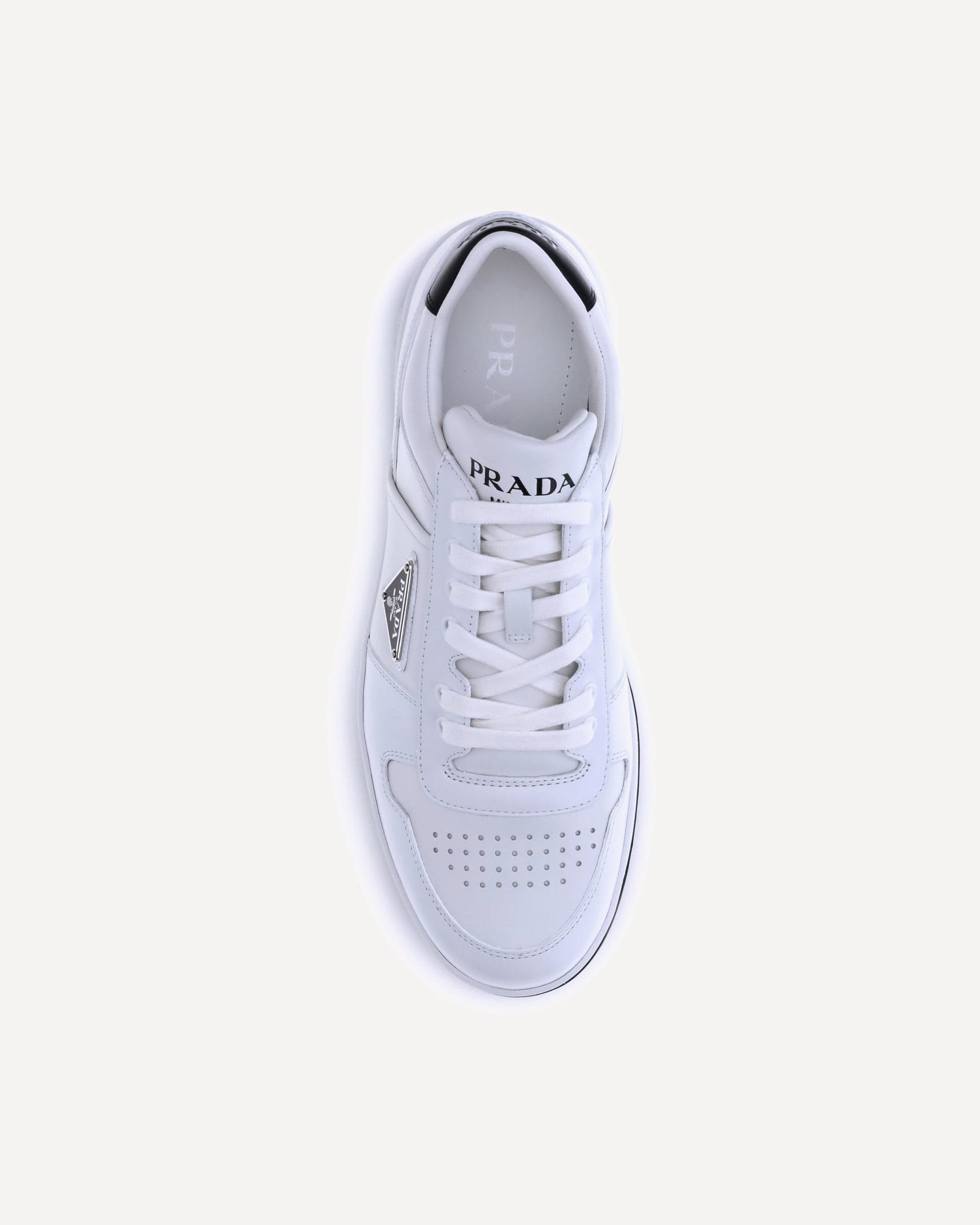 Prada Prada Leather Lace-Up Sneakers Enamel Plaque