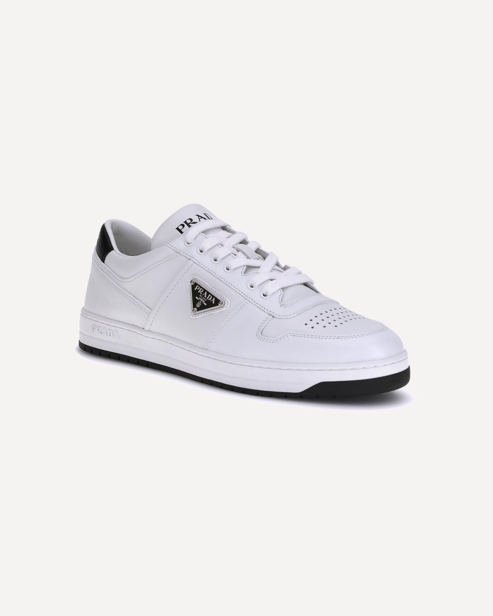 Prada Prada Leather Lace-Up Sneakers Enamel Plaque