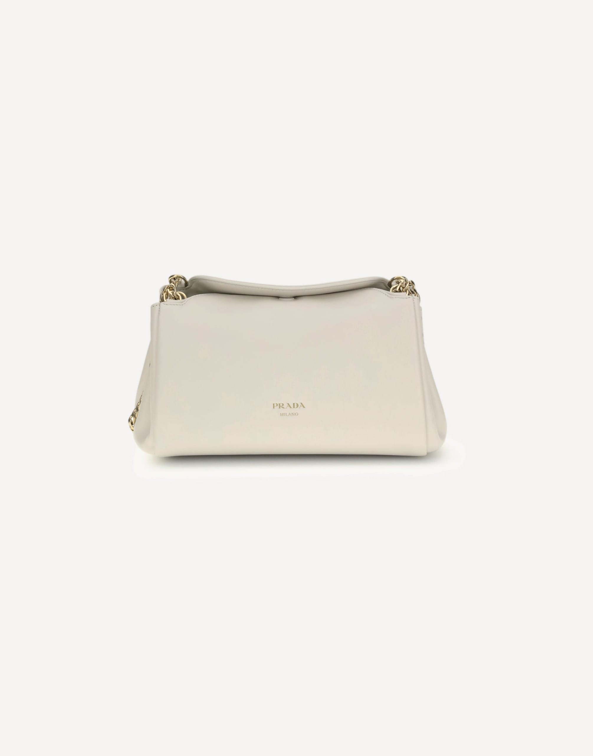Prada Leather Shoulder Bag With Golden Logo