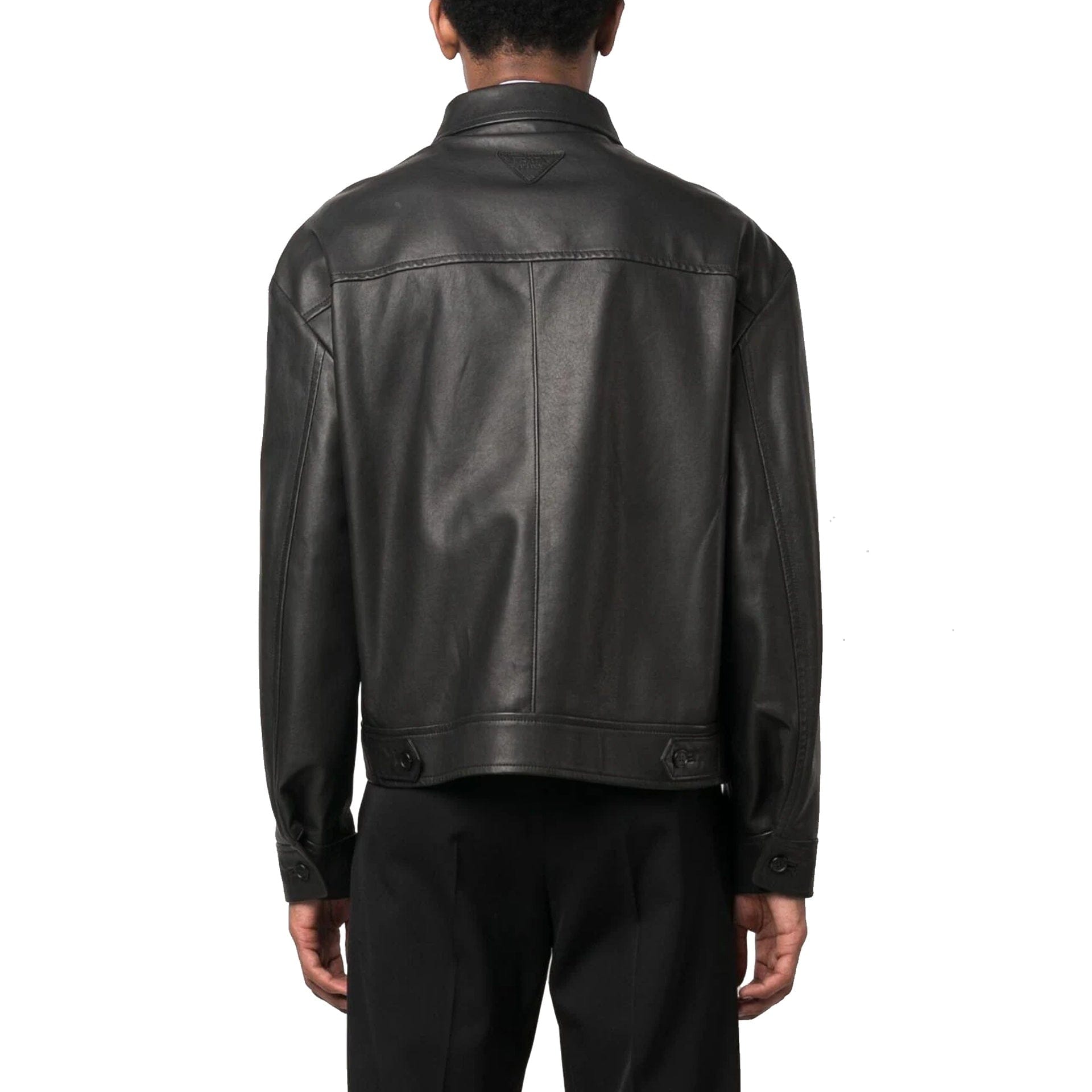 Prada Leather Zip-Up Jacket With Pockets