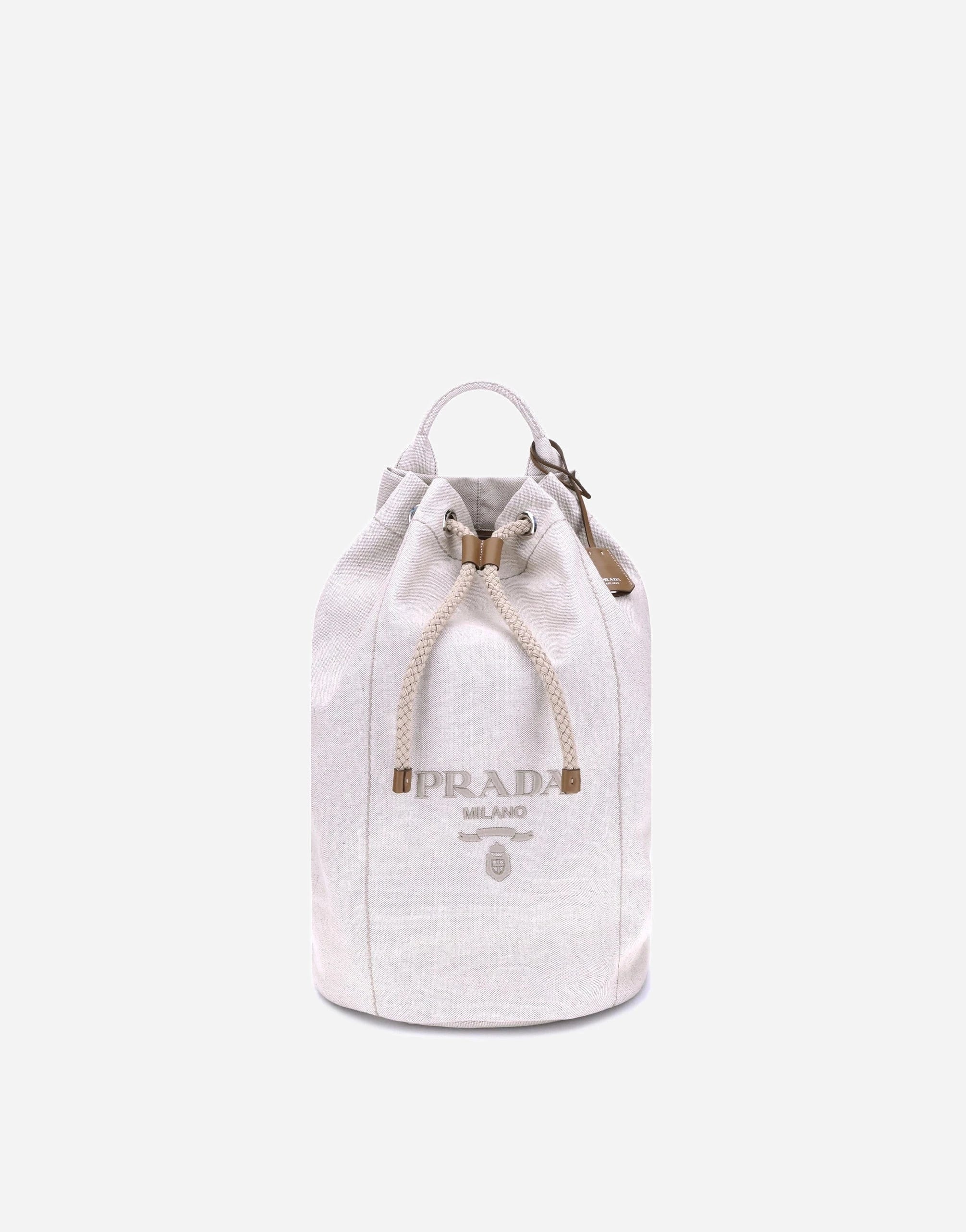 Prada Linen Blend Drawstring Backpack