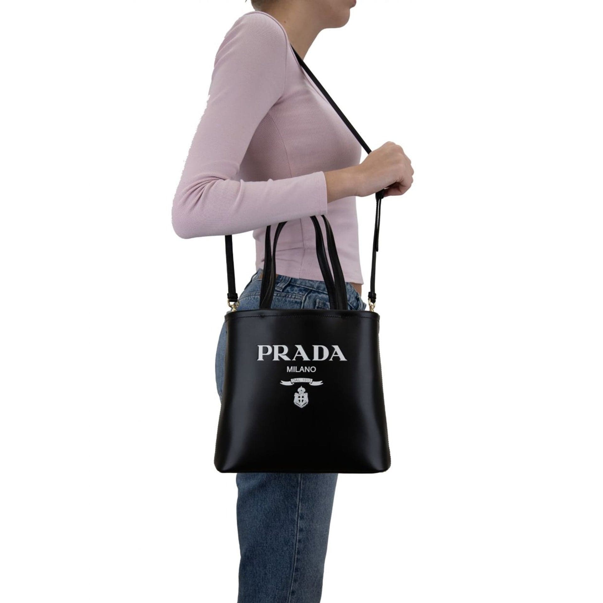 Prada Prada Logo Leather Tote Bag