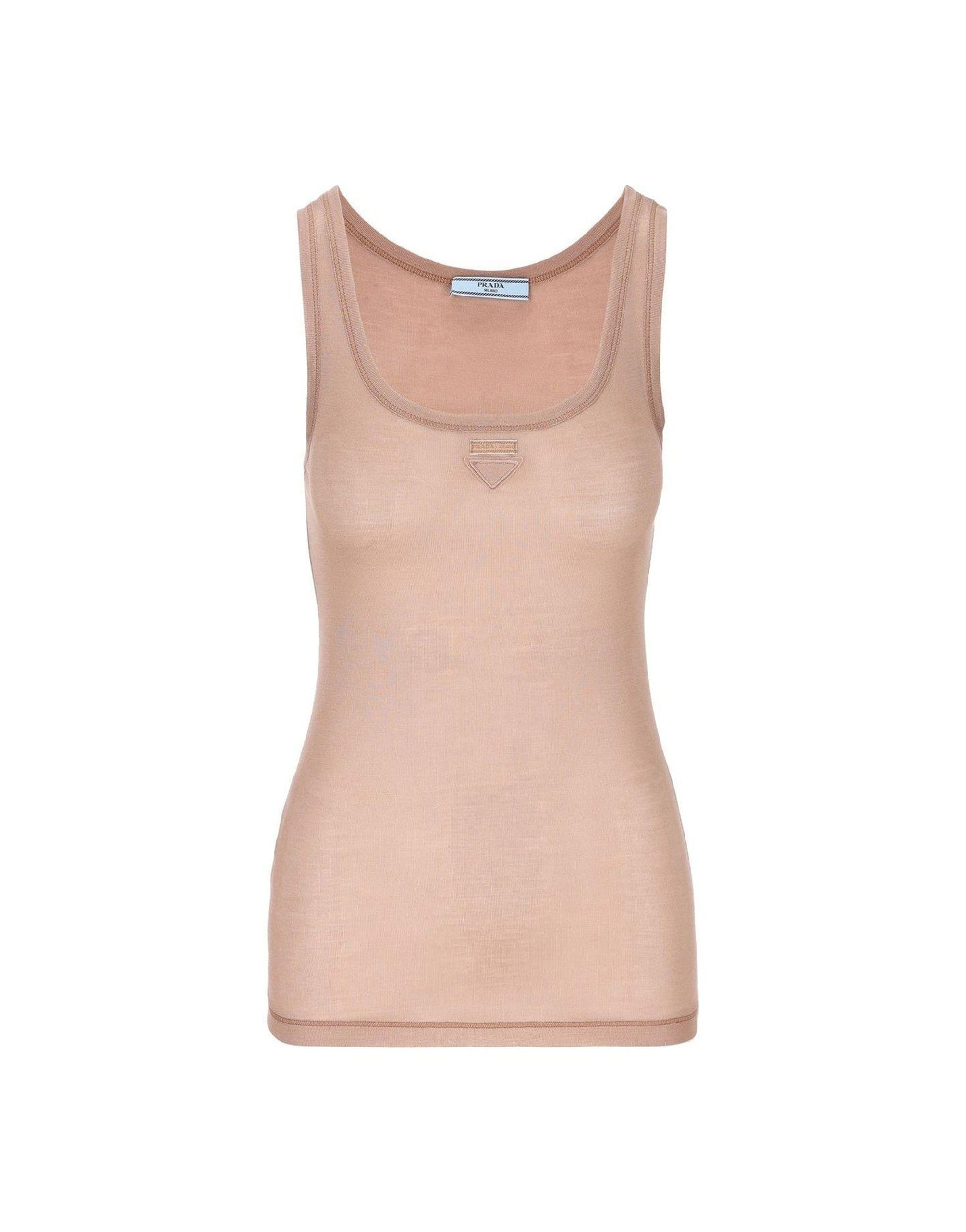 Prada Logo Sleeveless Silk Top