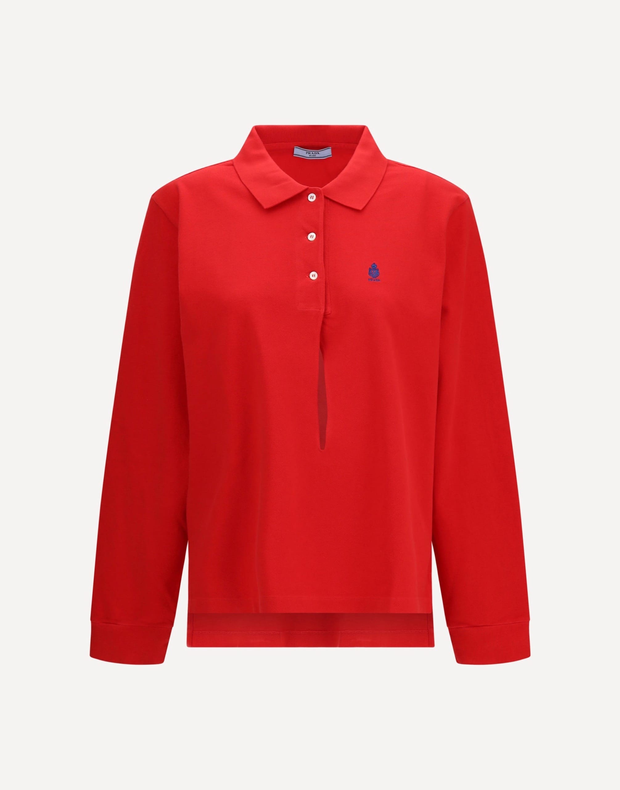 Prada Long-Sleeve Cotton Piqué Polo