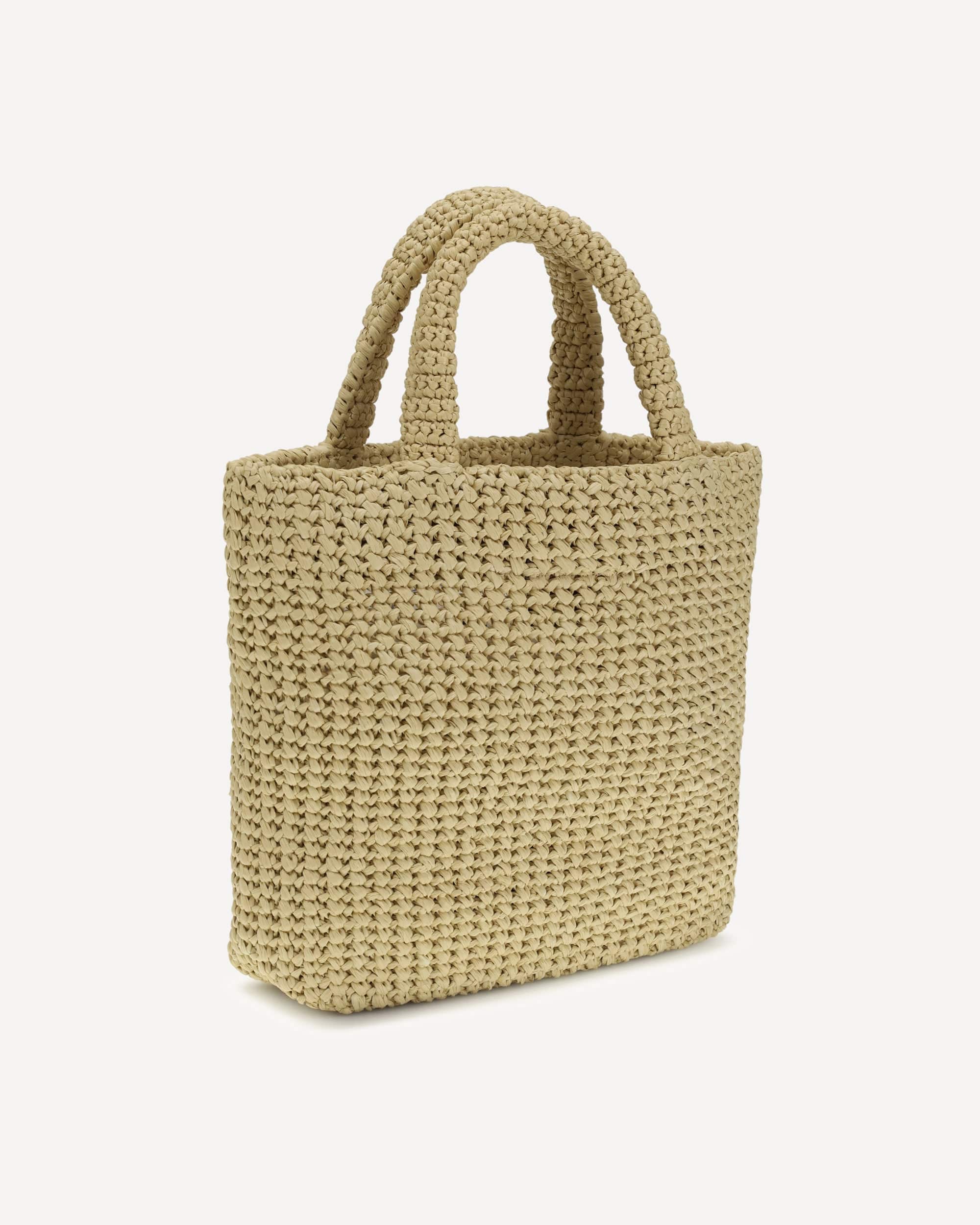 Prada Raffia Tote Bag With Enamel Logo