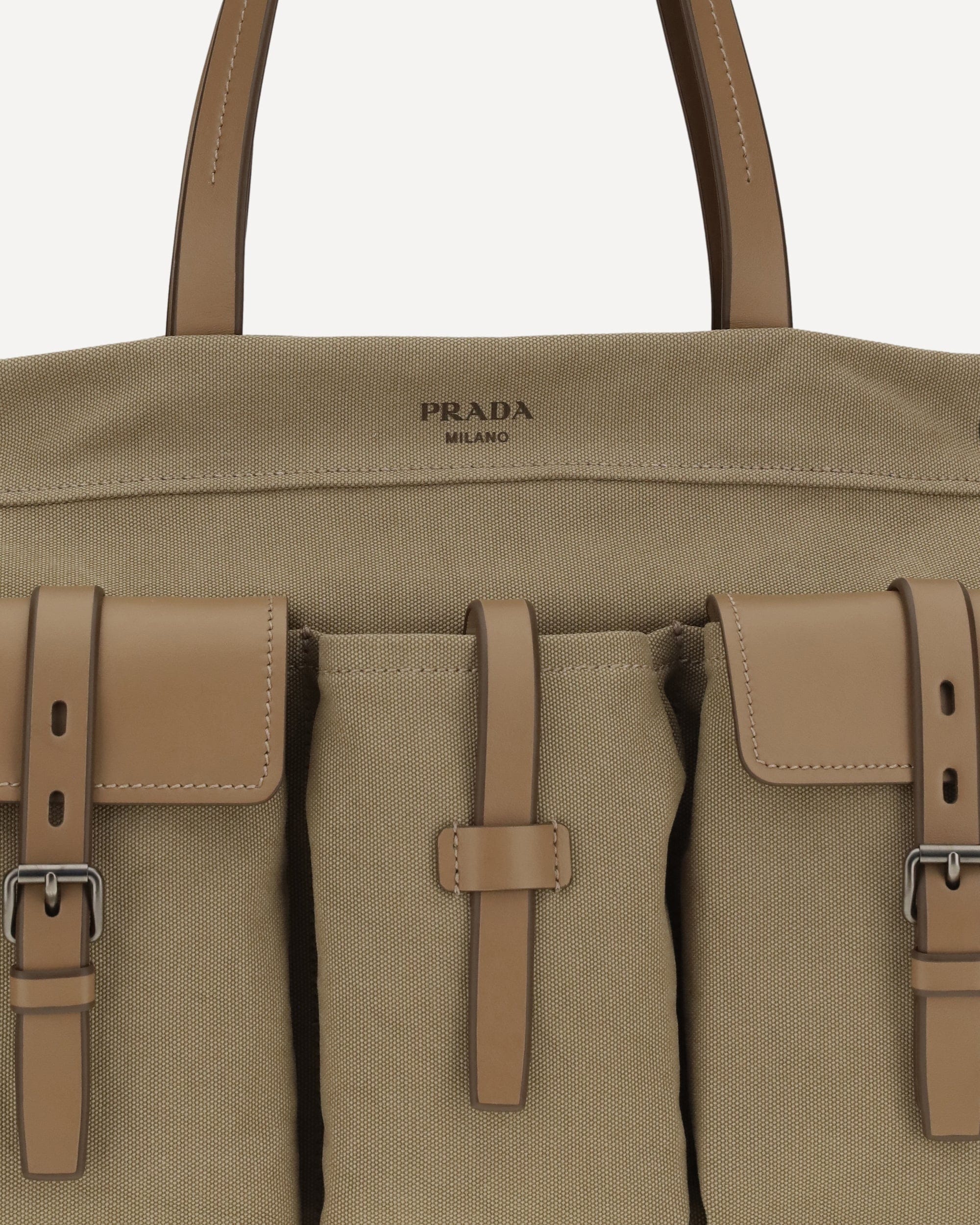 Prada Prada Route Tote Bag Canvas Leather