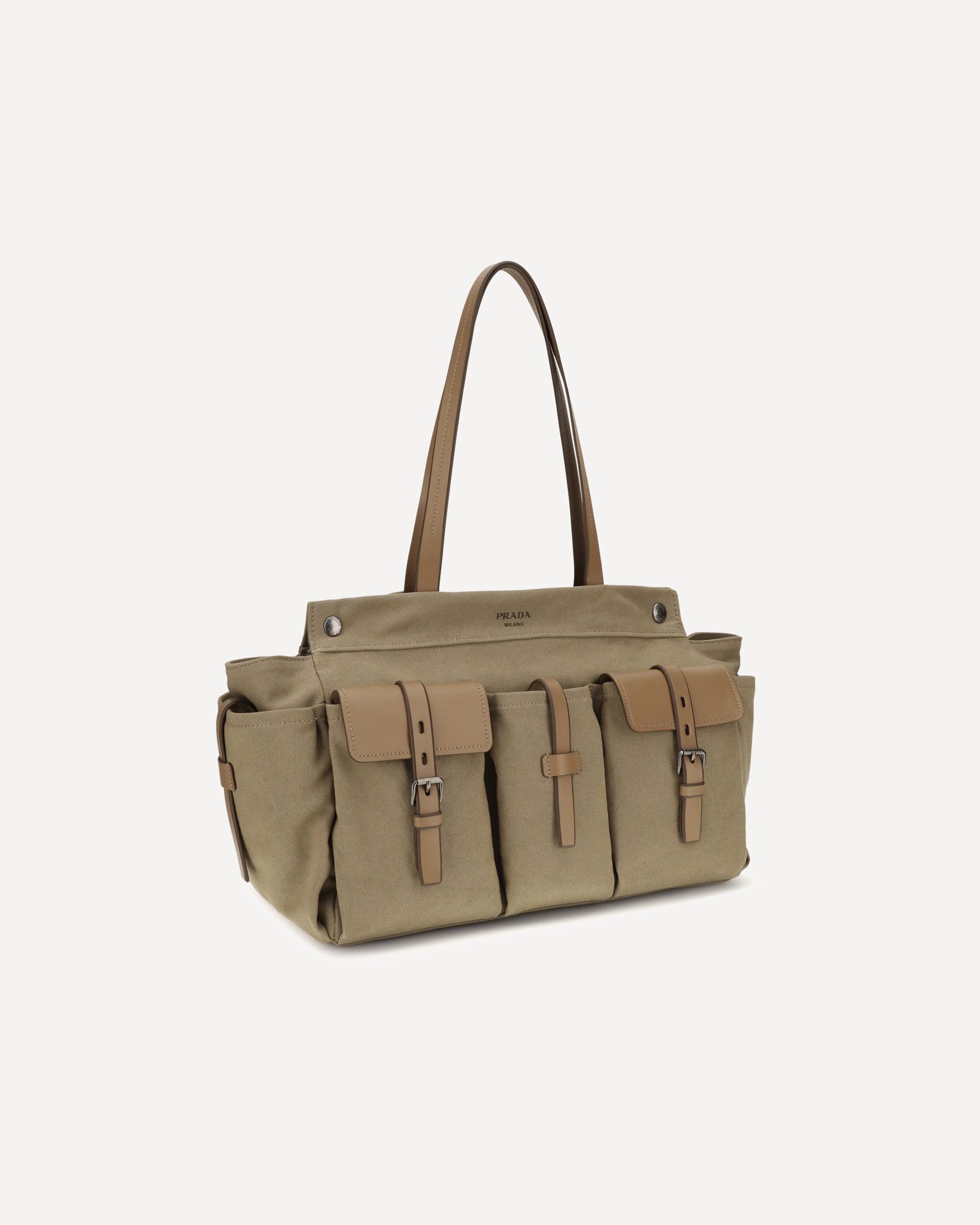 Prada Prada Route Tote Bag Canvas Leather