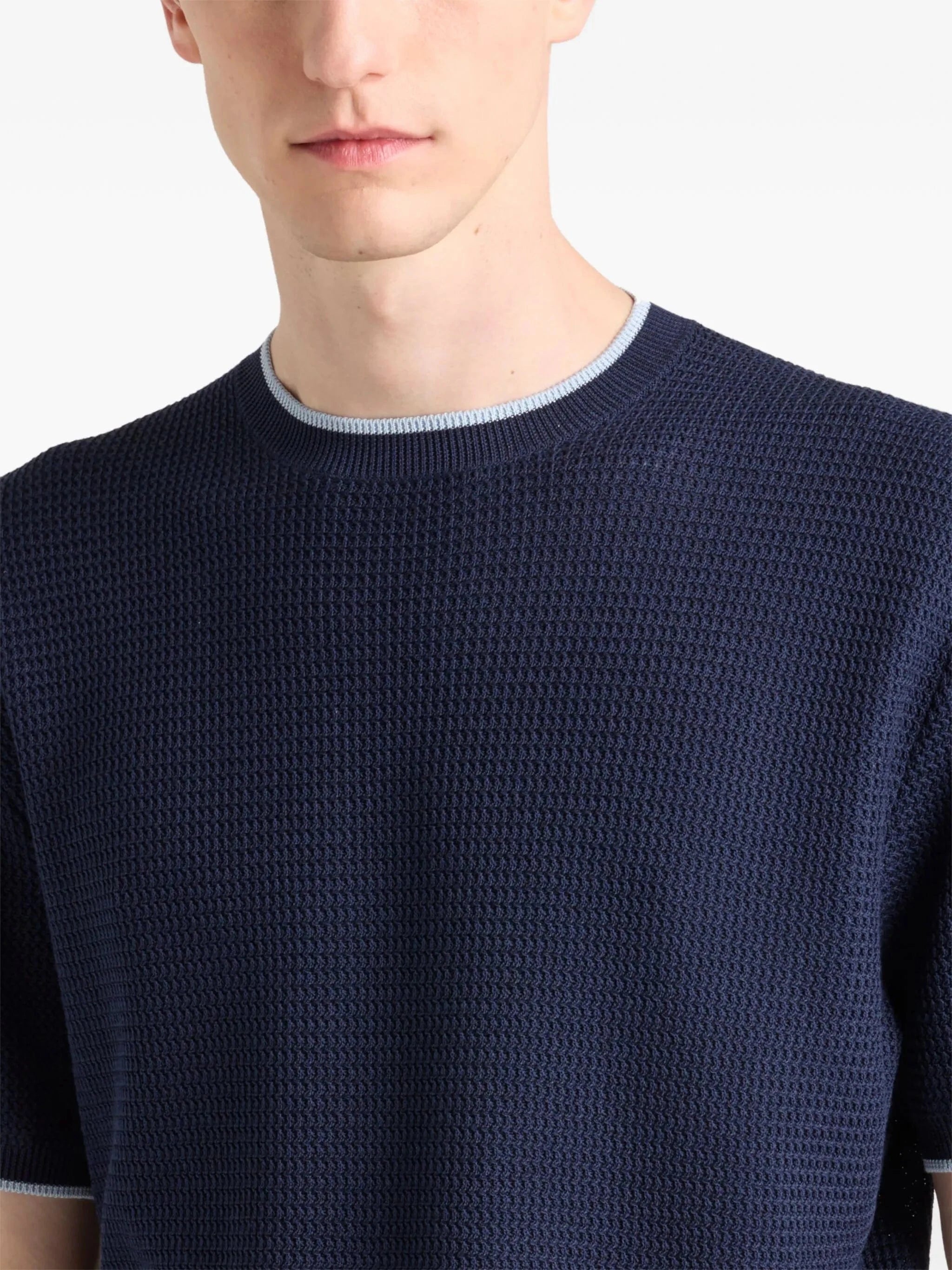 Prada Silk-Cotton Blend Short-Sleeve Sweater