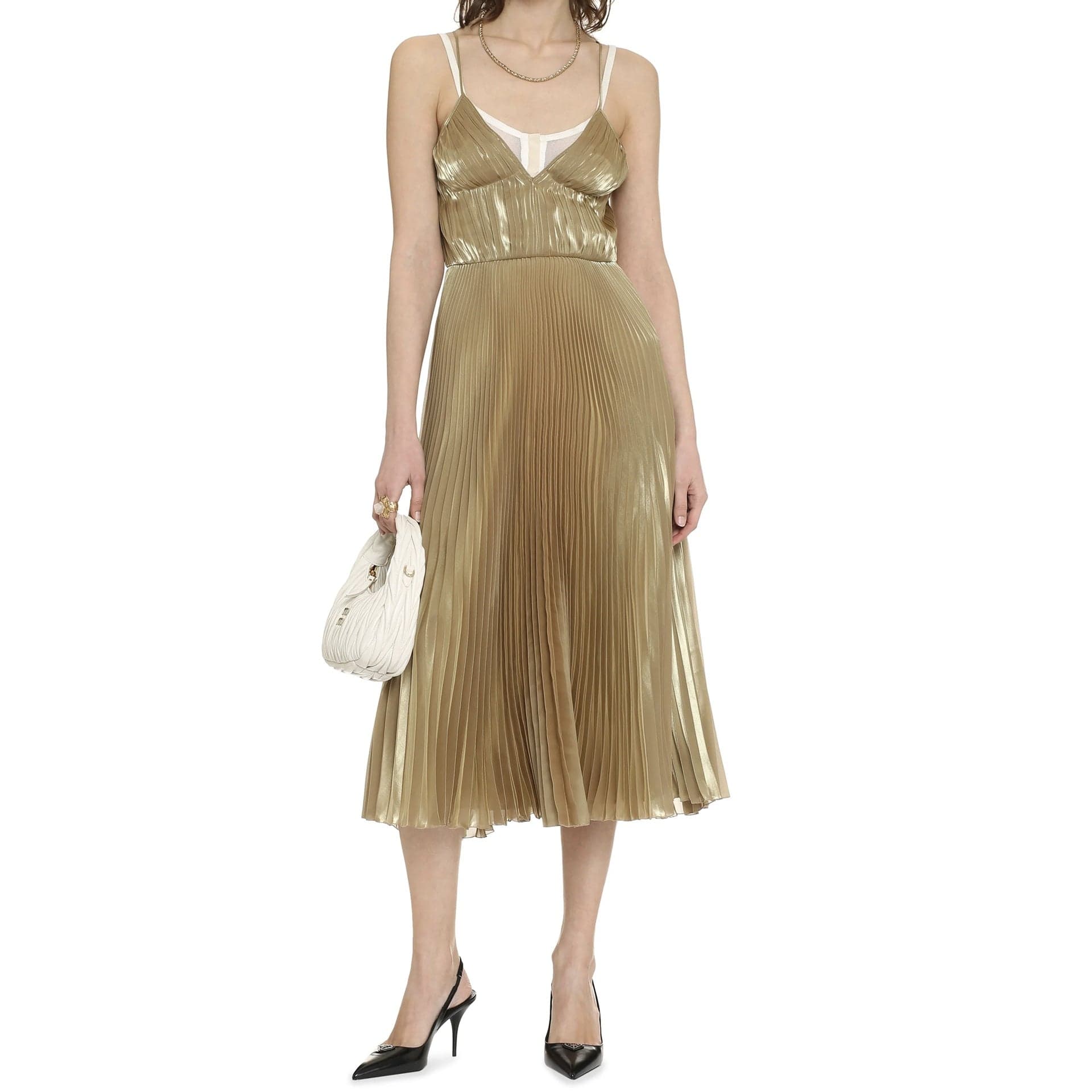 Prada Sleeveless V-Neck Midi Dress