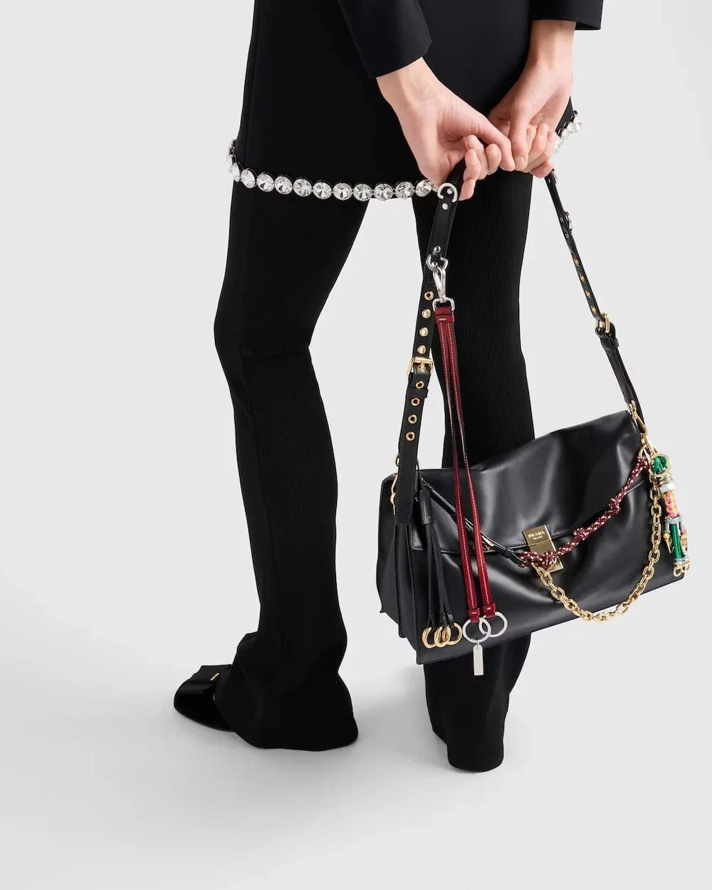 Prada Soft Sound Large Leather Shoulder Bag