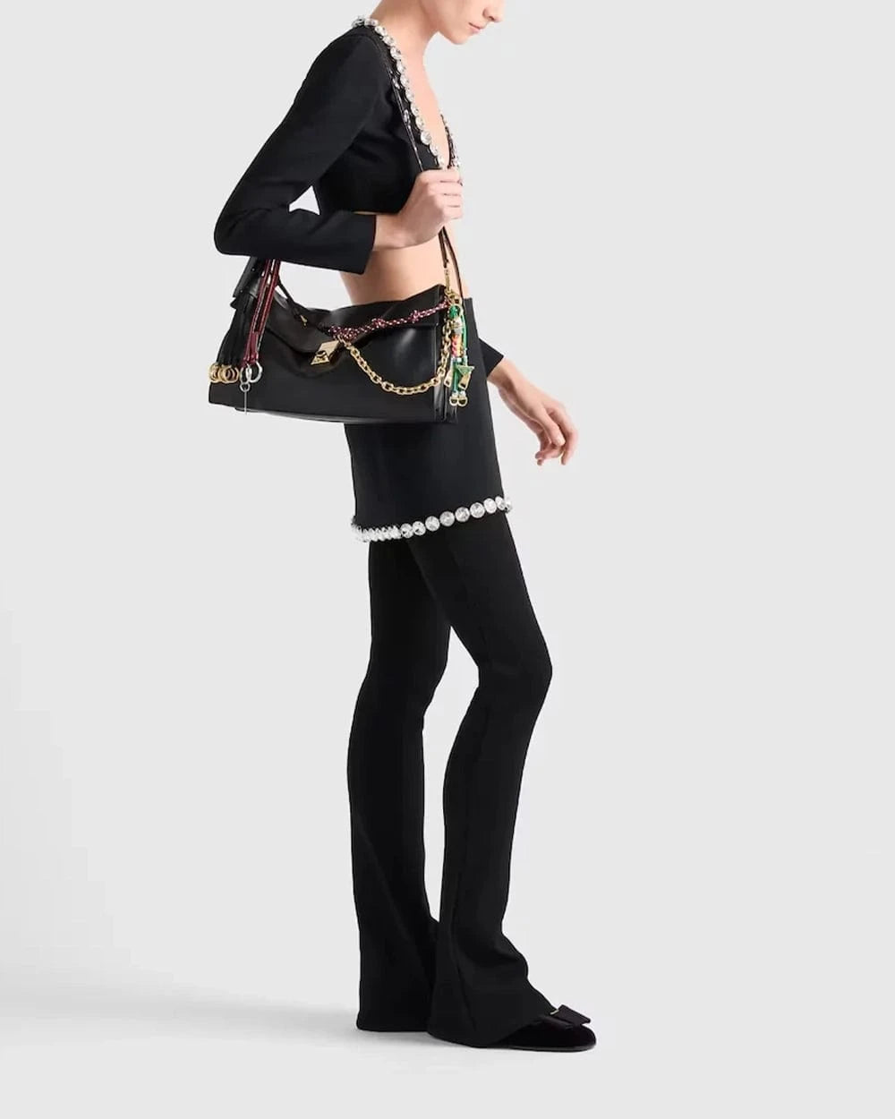 Prada Soft Sound Large Leather Shoulder Bag