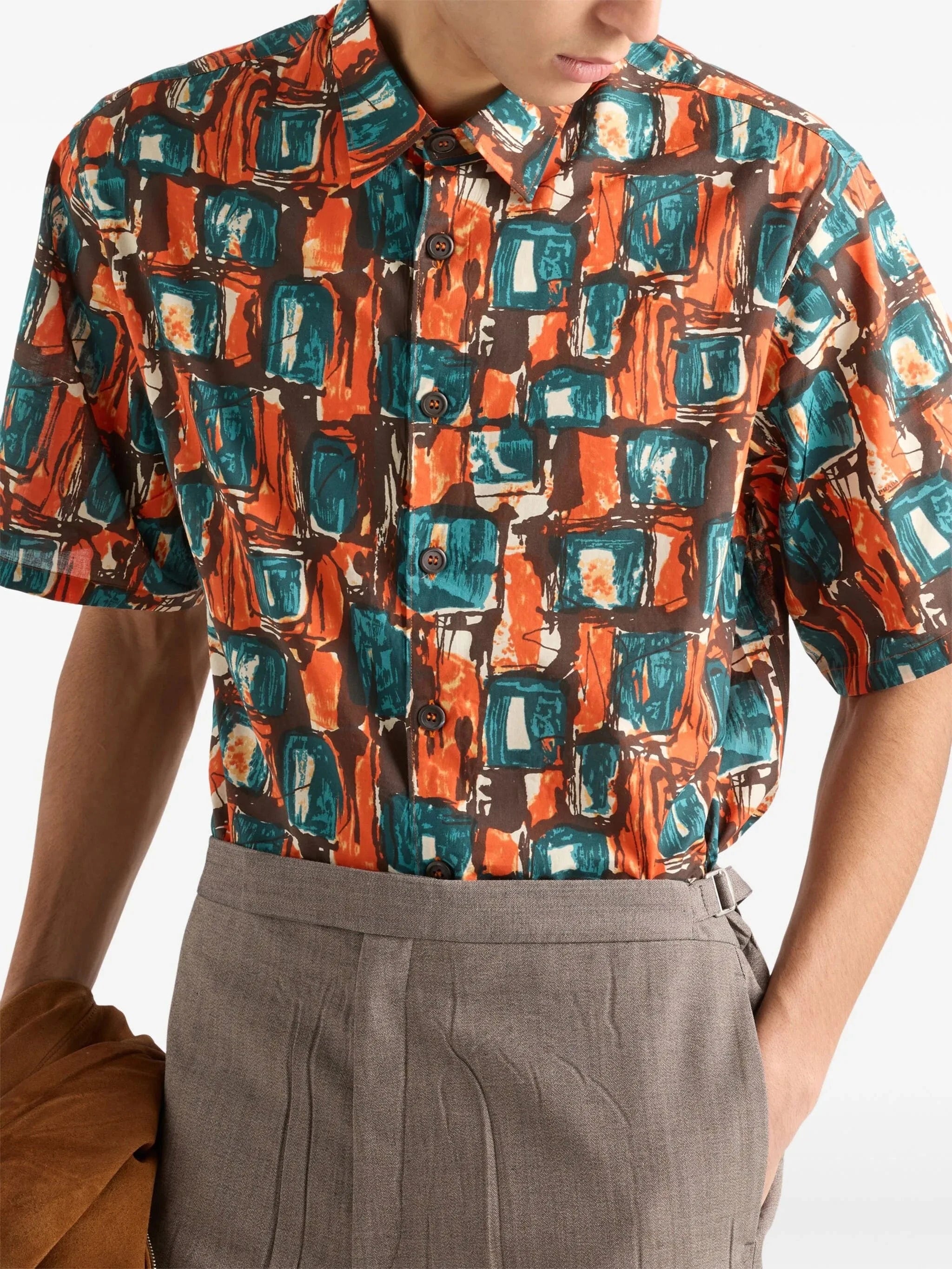 Prada Square-Print Shirt