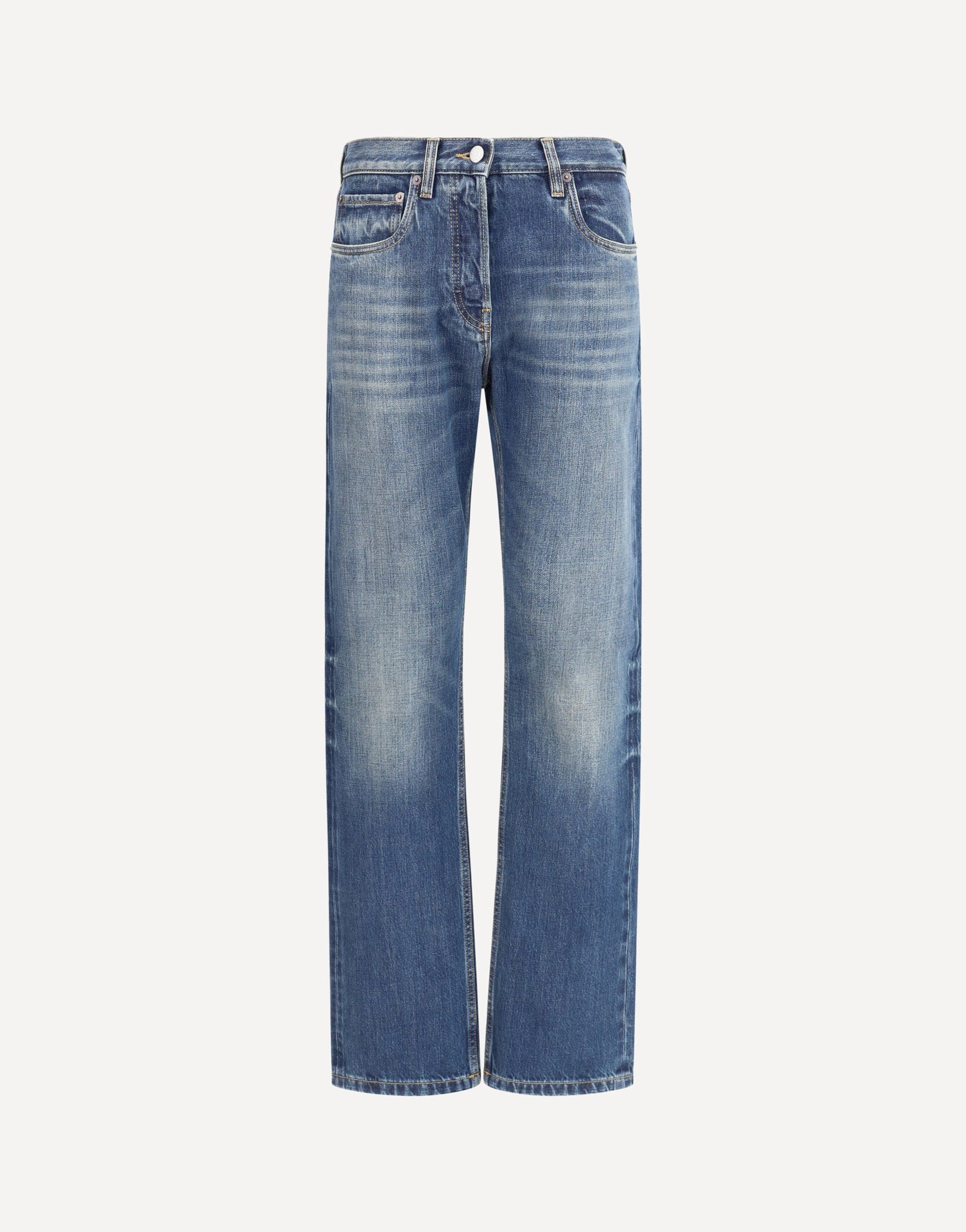 Prada Straight Jeans With Logo Patch