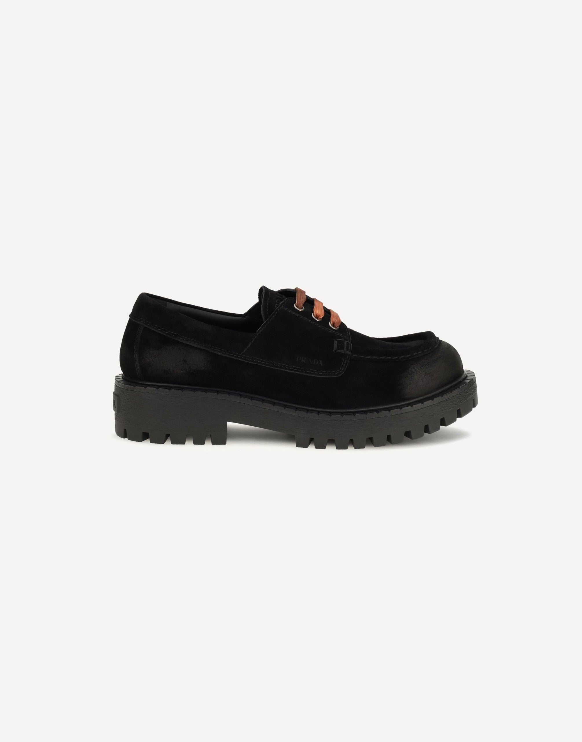 Prada Suede Lace-Up Loafers