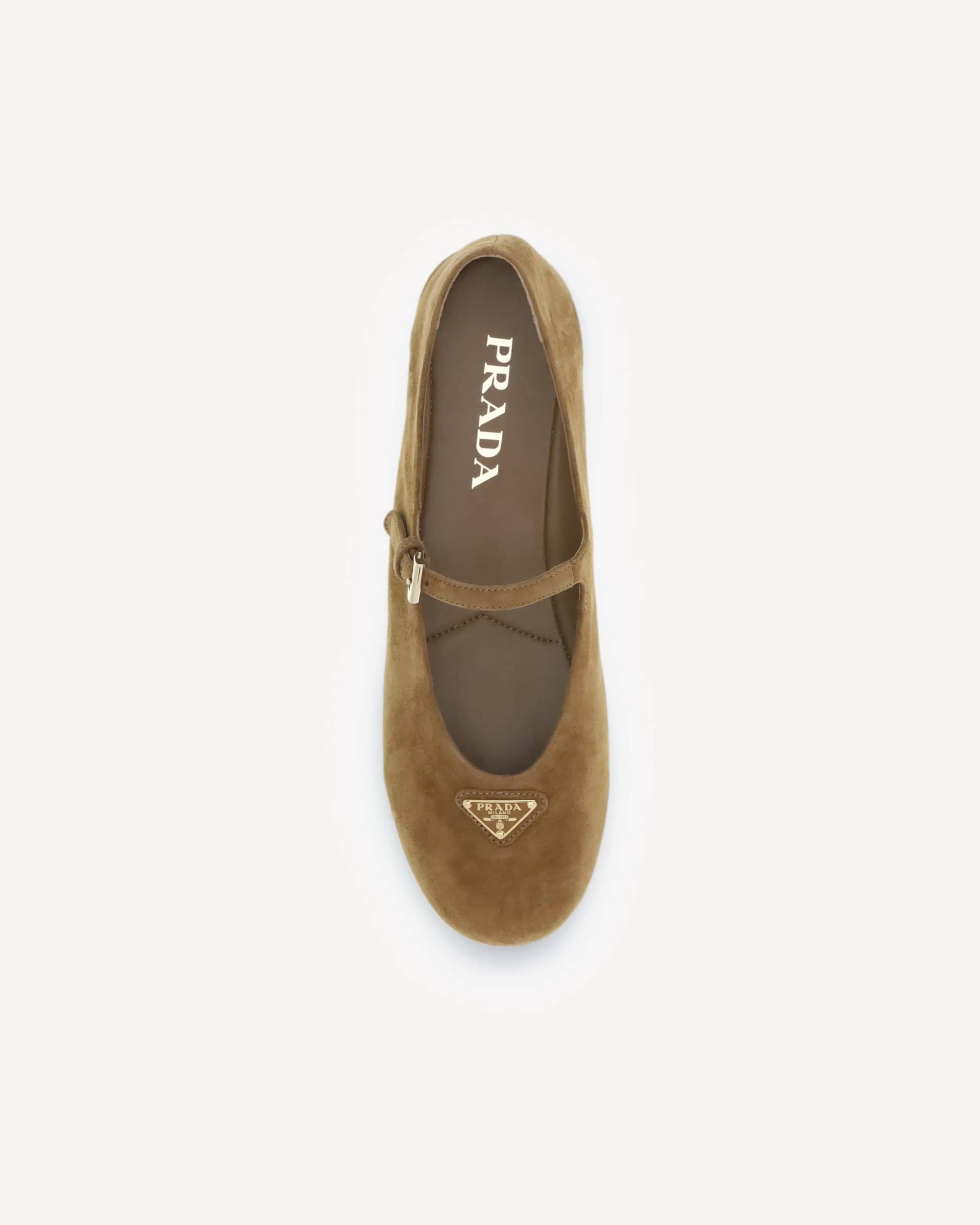 Prada Suede Leather Ballerinas With Buckle