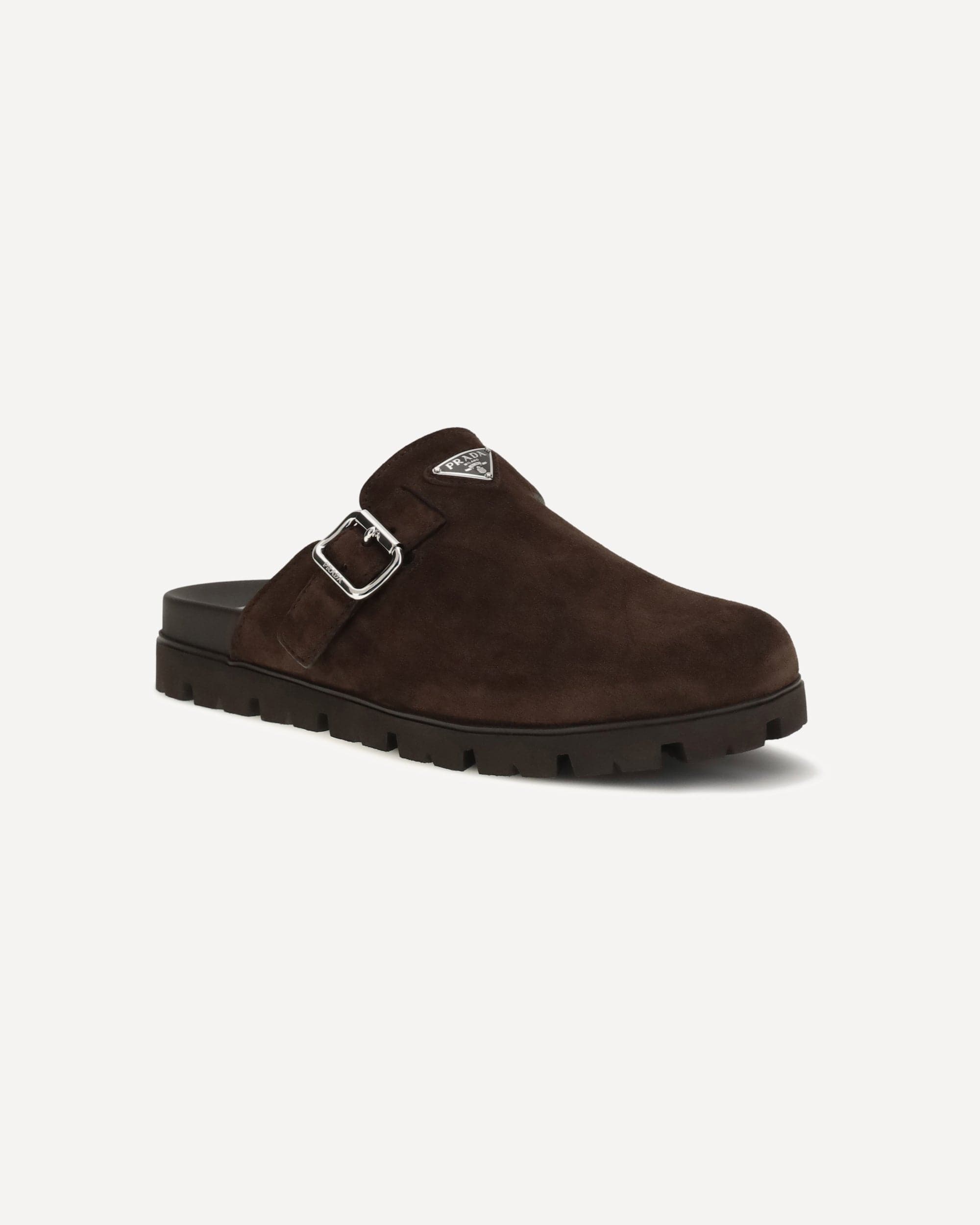 Prada Mules de ante con logo triangular - alternate view