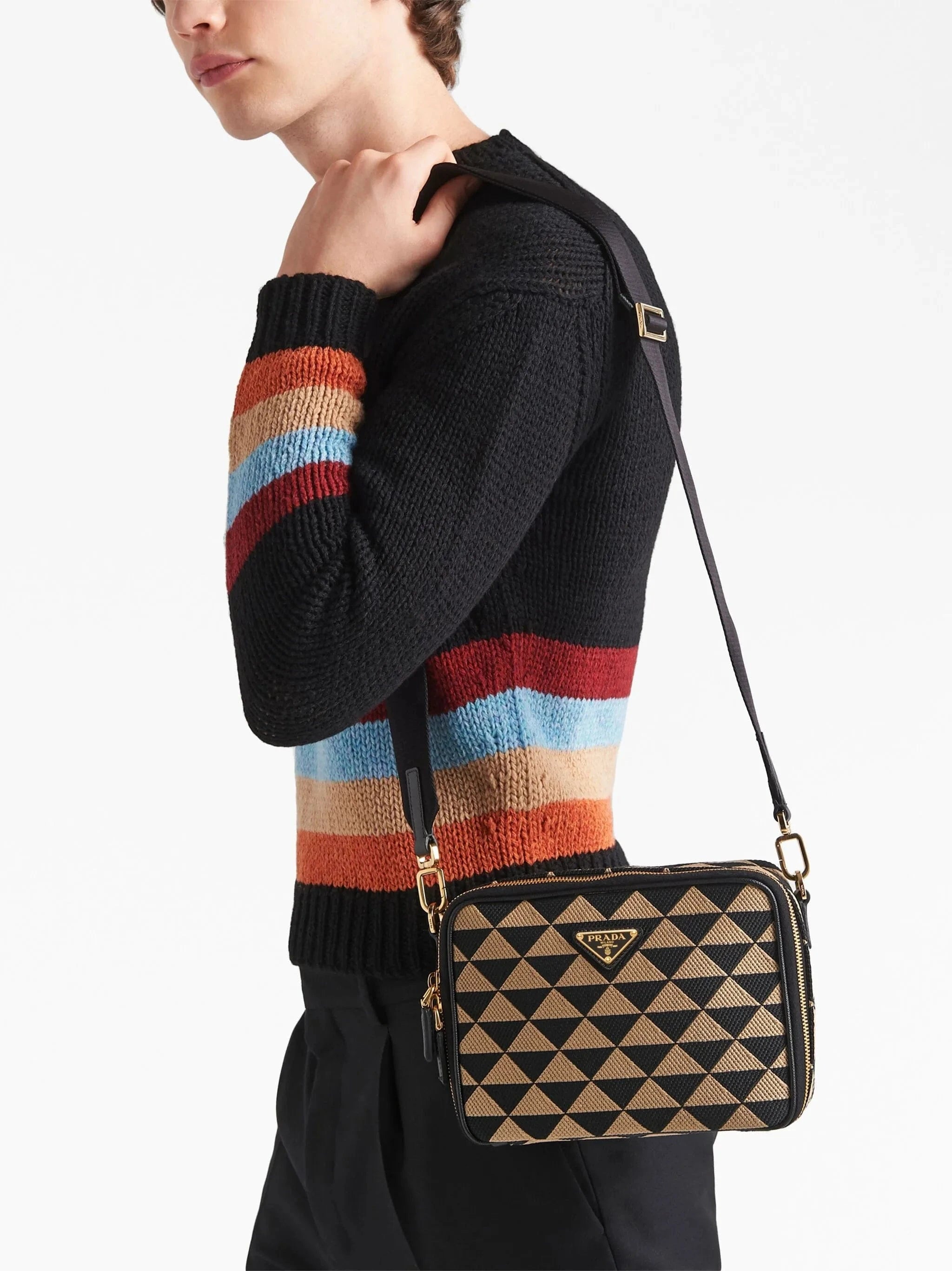 Prada Prada Symbole Embroidered Messenger Bag