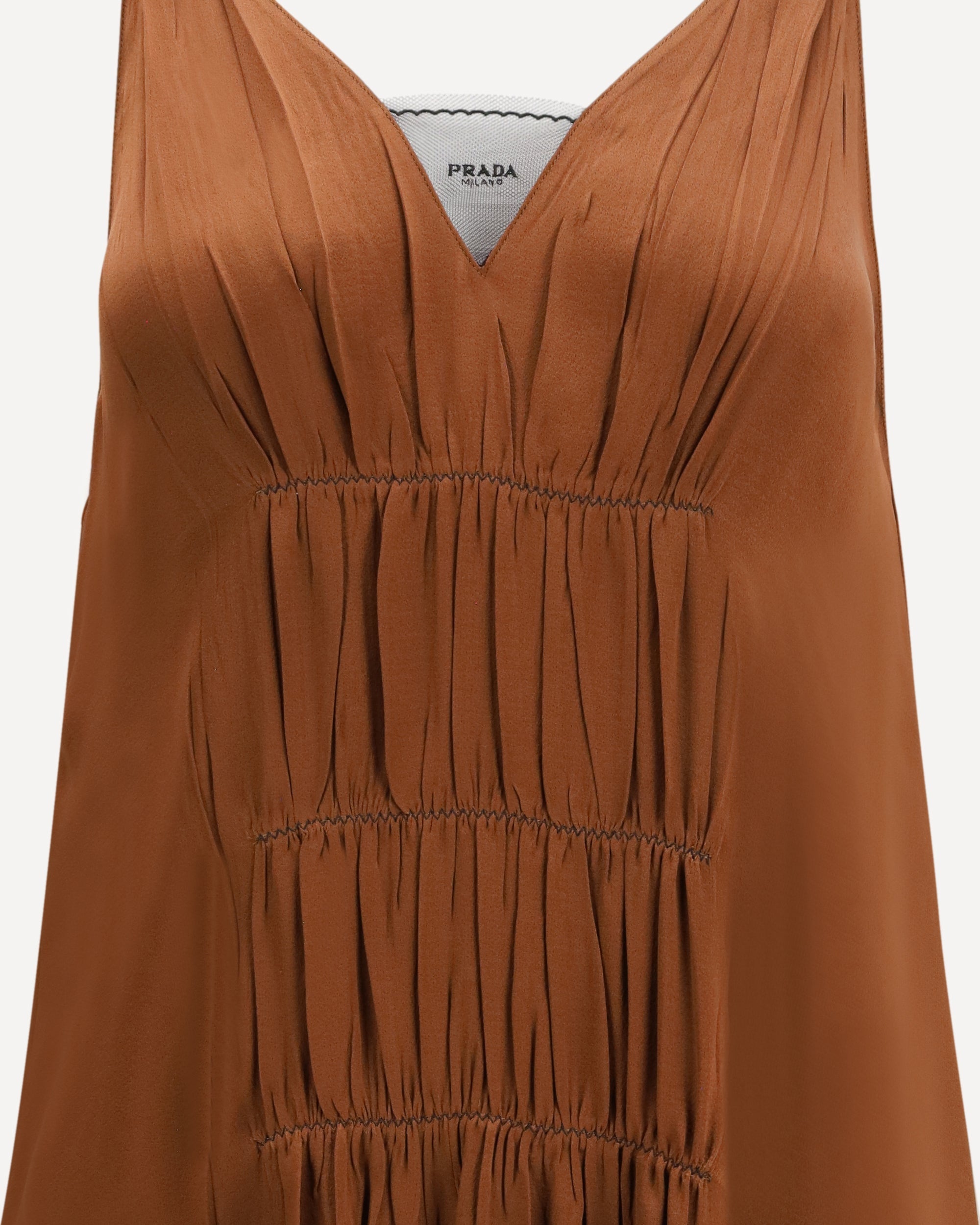 Prada langes Kleid mit V-Ausschnitt
