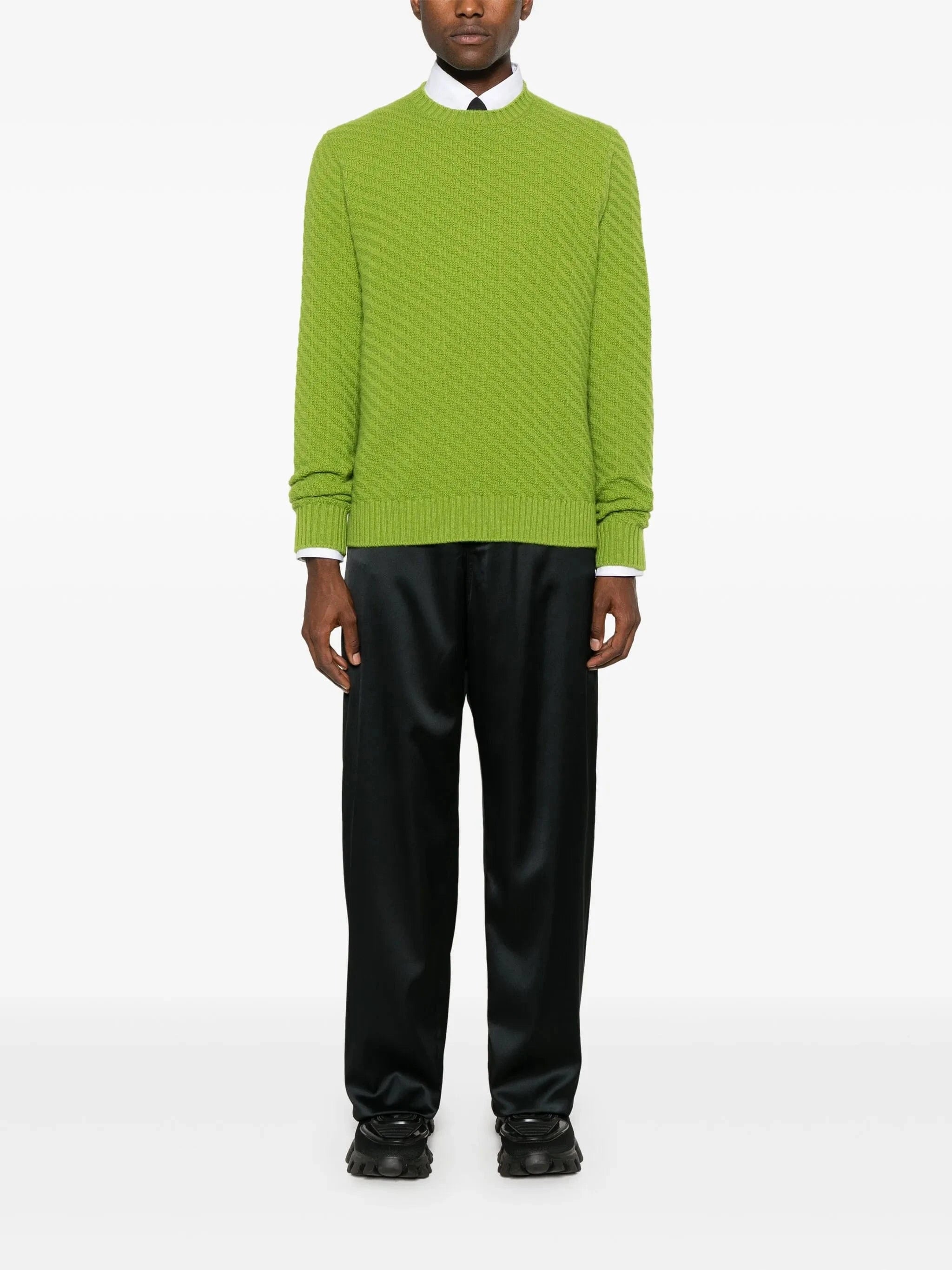 Prada Wool-Cashmere Blend Ribbed-Knit Sweater
