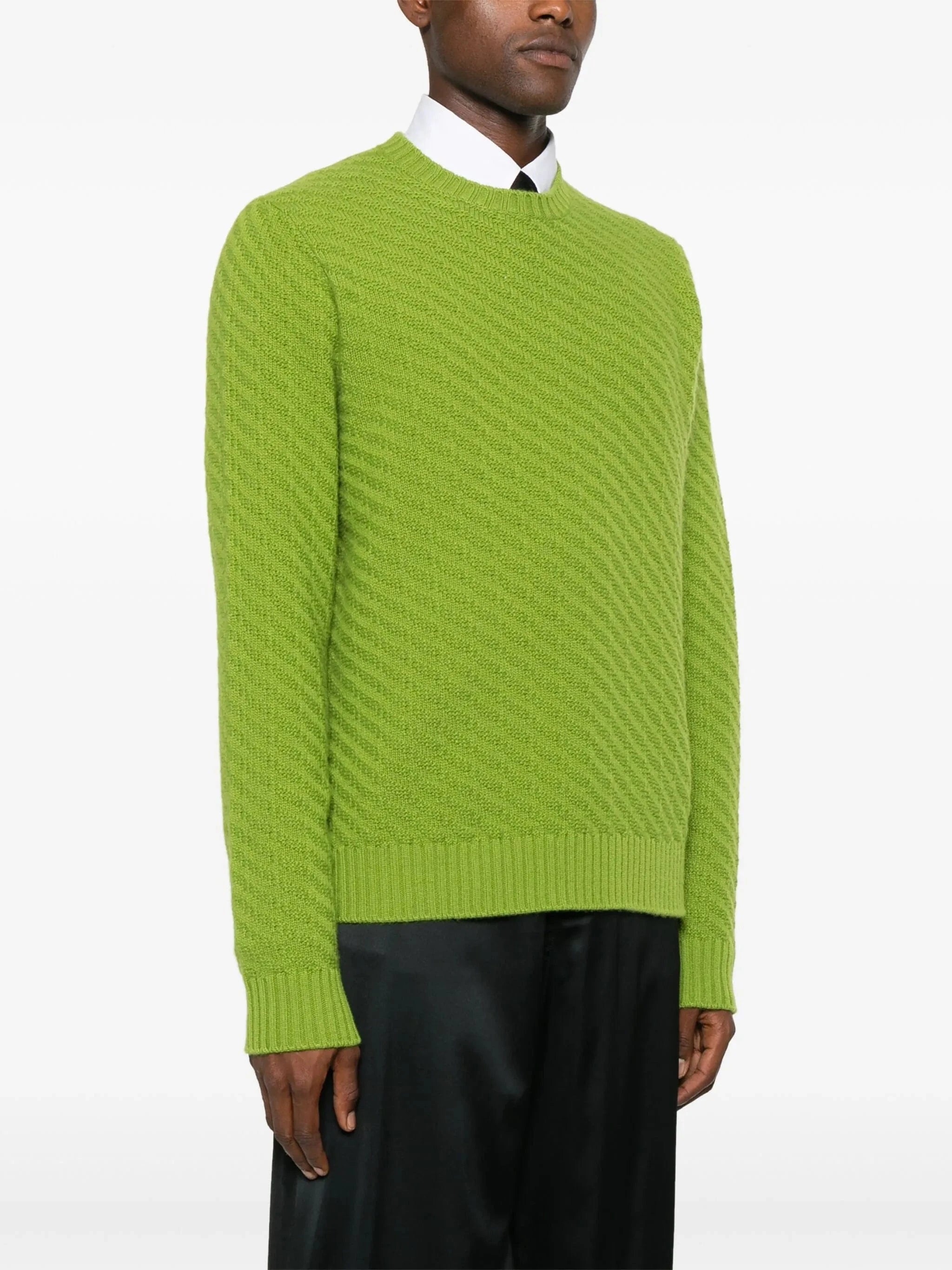 Prada Wool-Cashmere Blend Ribbed-Knit Sweater