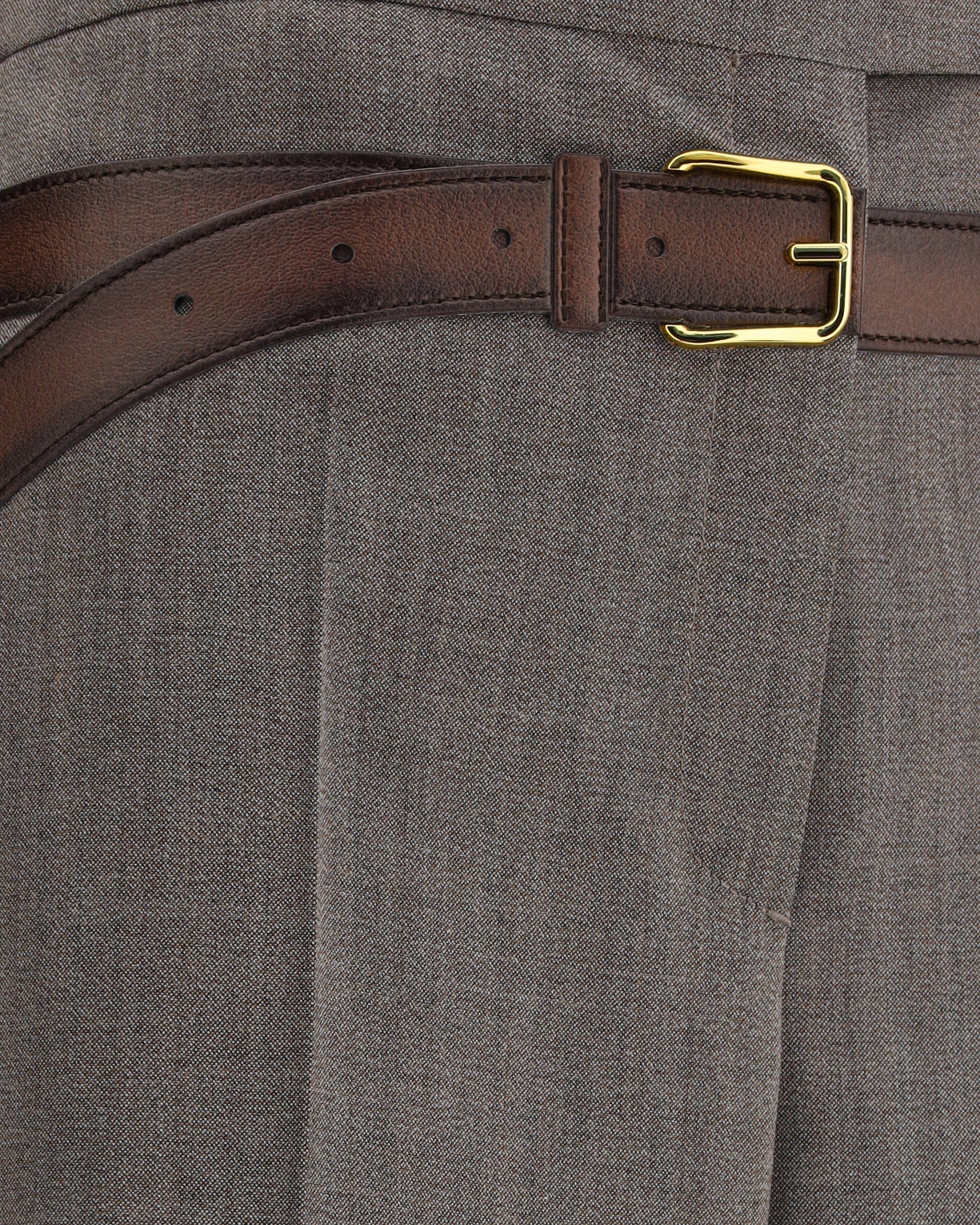 Prada Prada Wool Straight Pants With Faux Belt