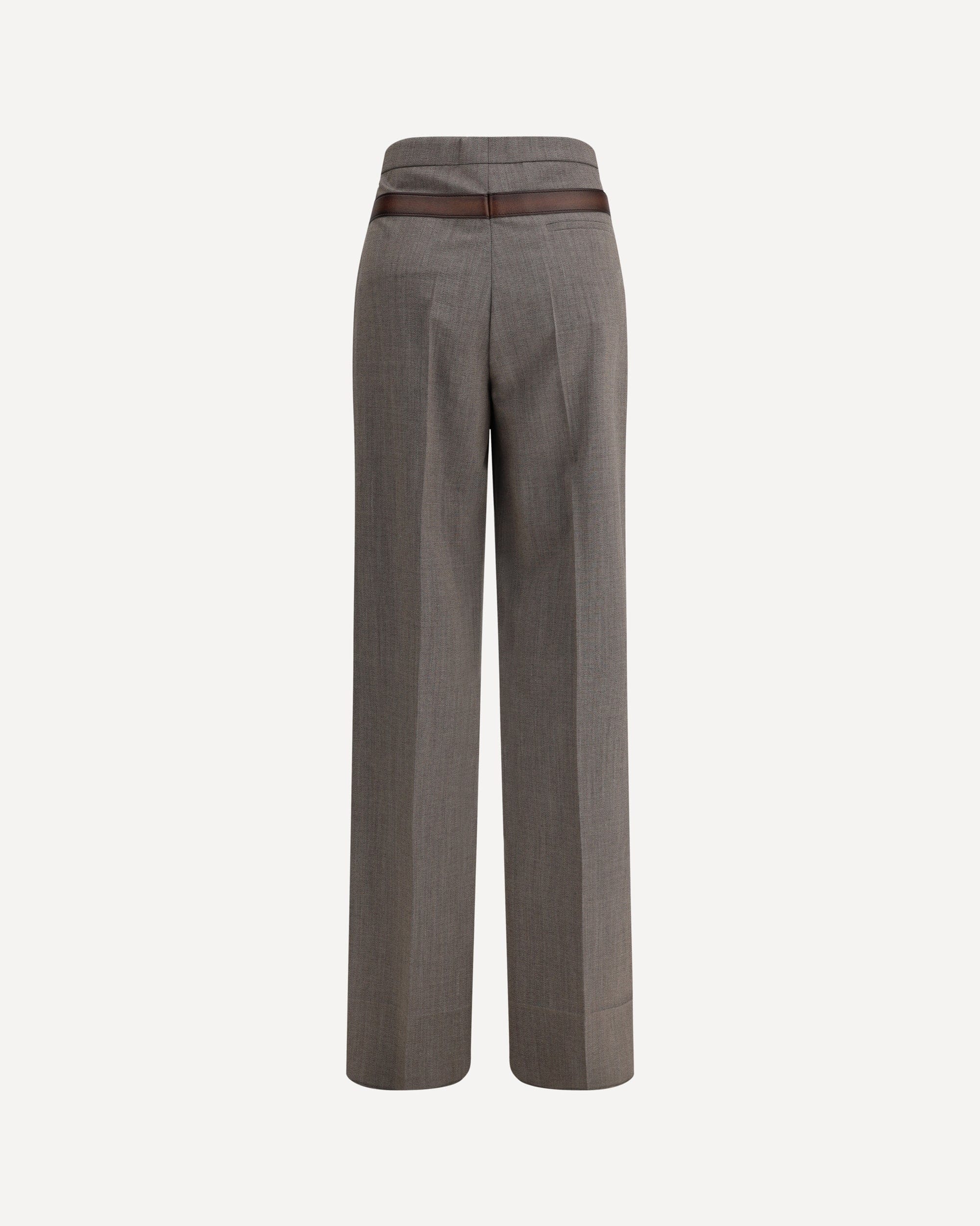 Prada Wool Straight Pants With Faux Belt - alternate view