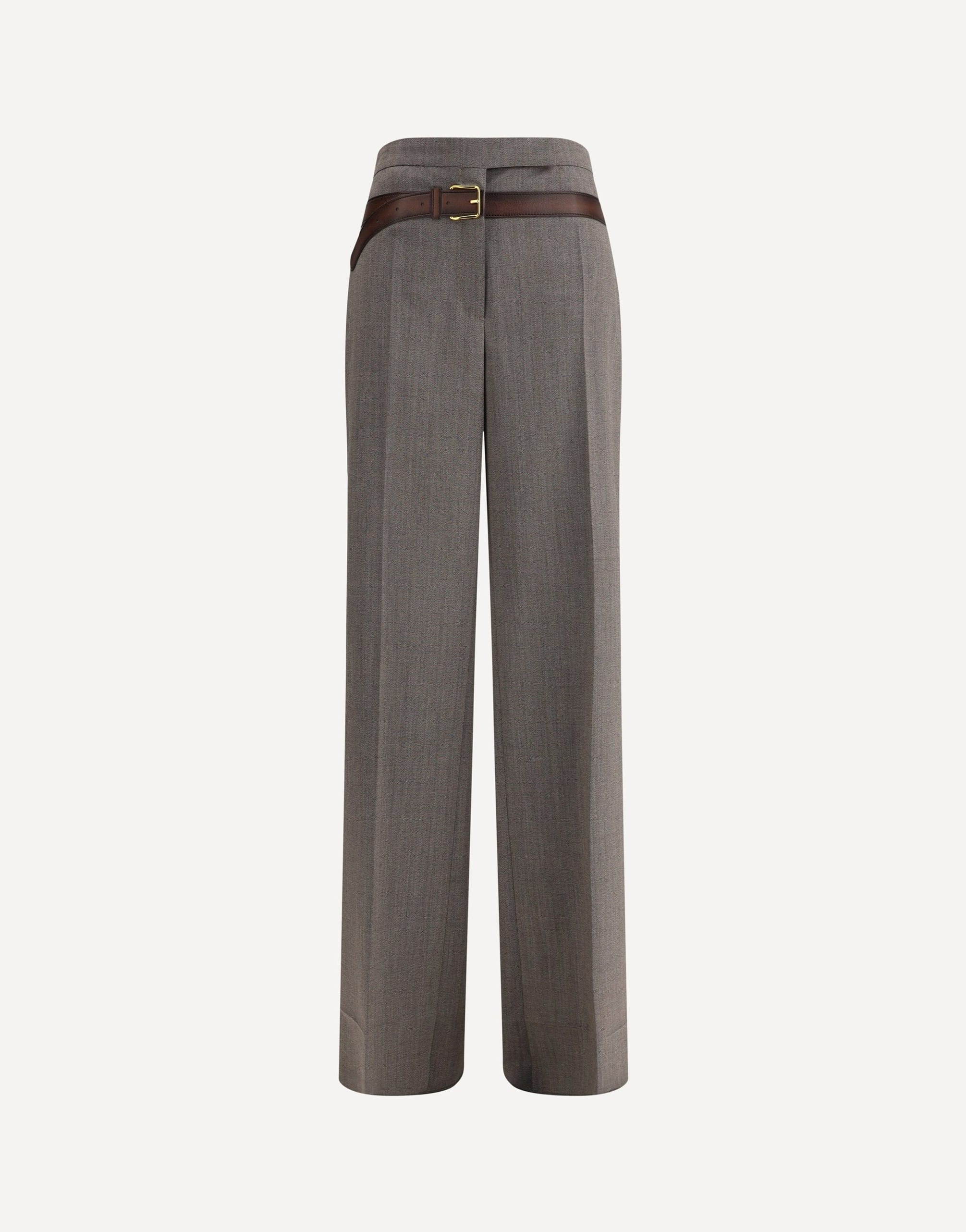 Prada Prada Wool Straight Pants With Faux Belt