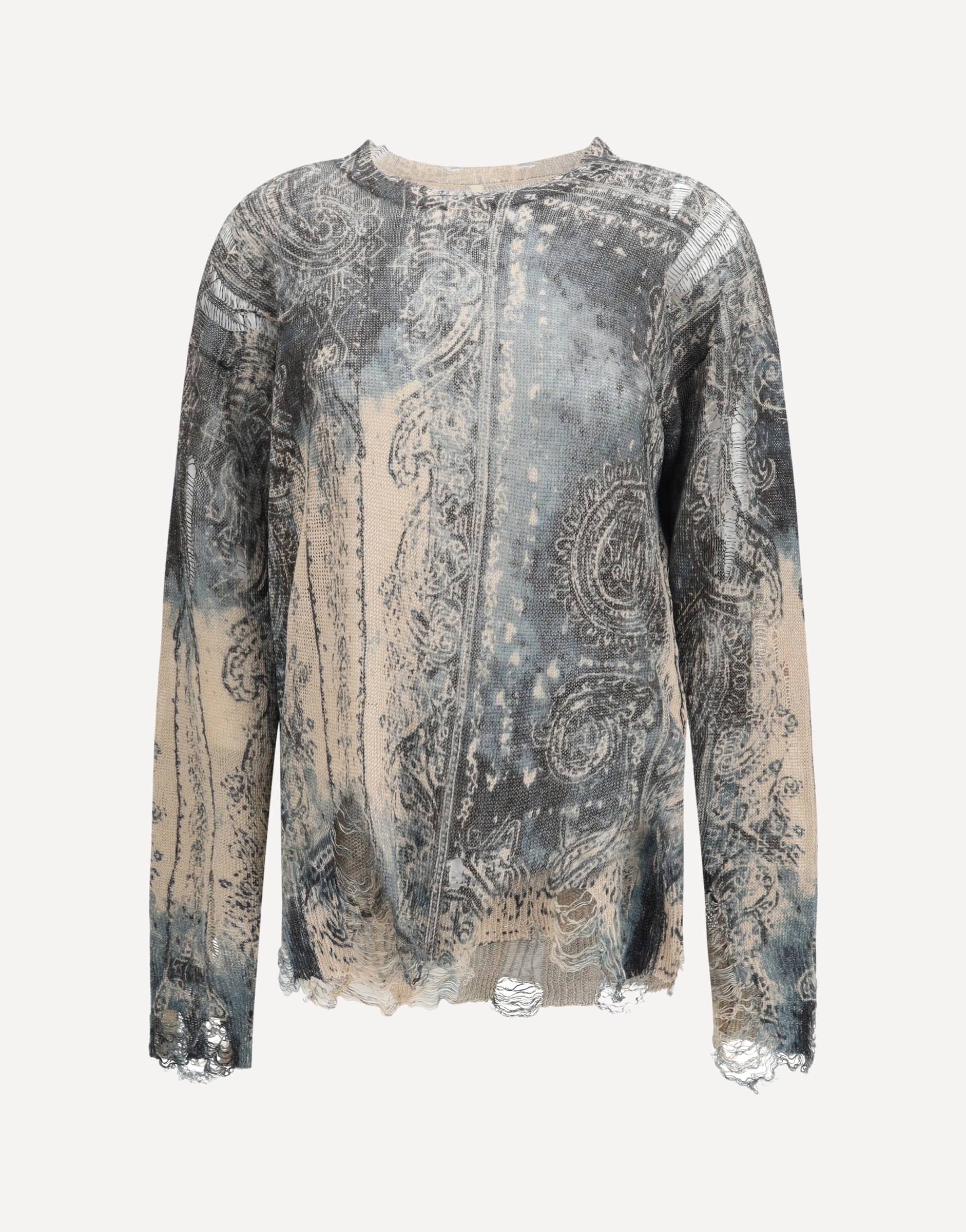 R13 Boyfriend Distressed Linen Knit Sweater