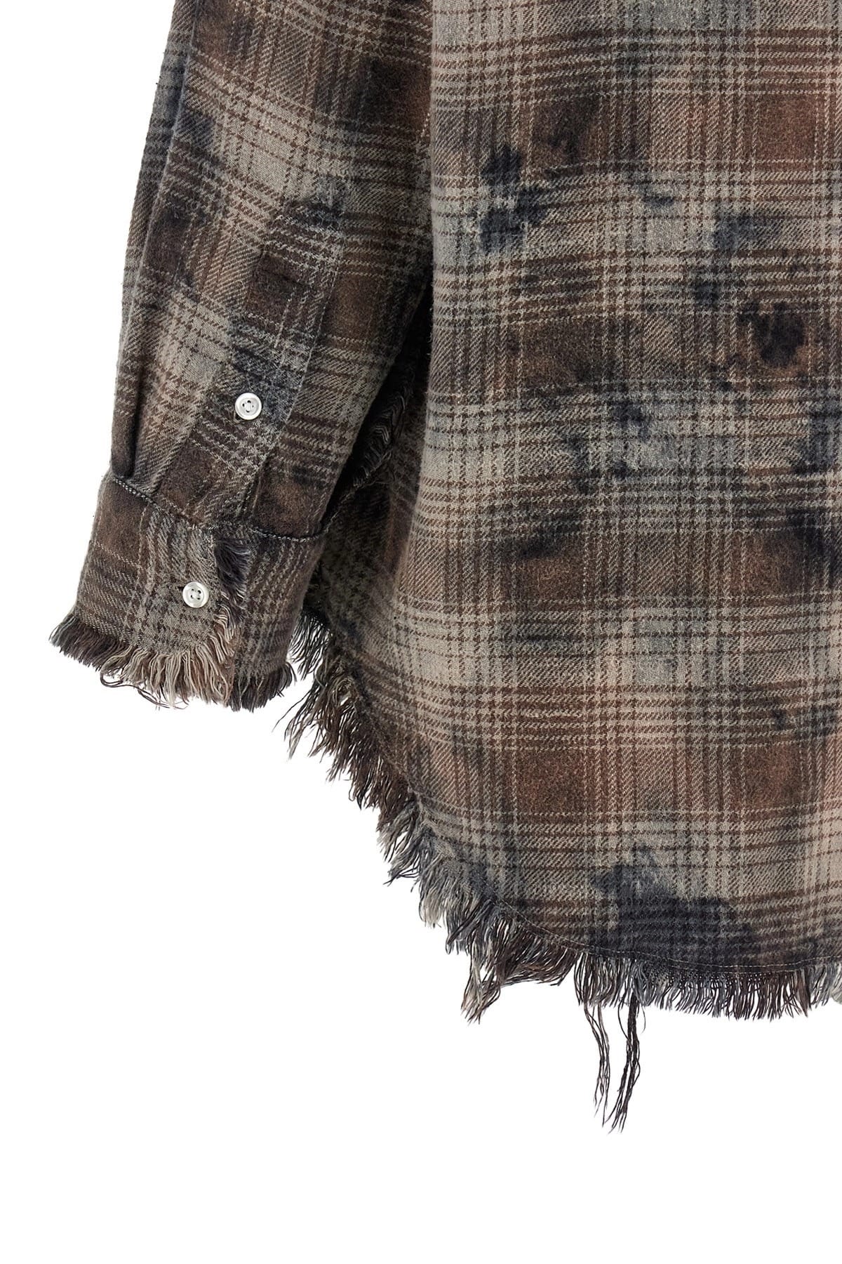 R13 R13 Check Print Fringed Shirt