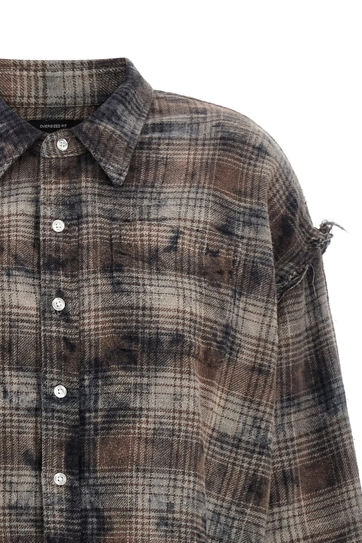 R13 R13 Check Print Fringed Shirt