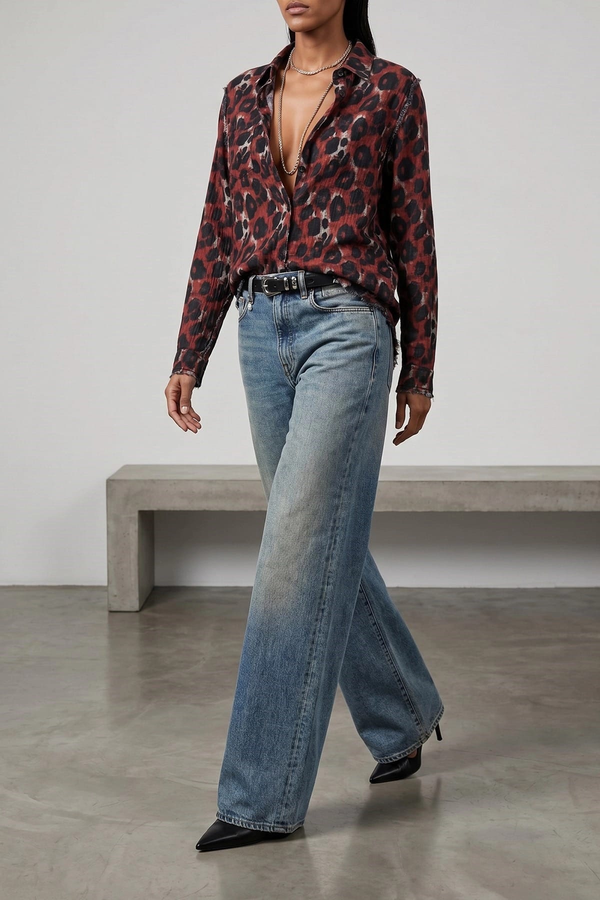 R13 R13 Reversible Fringed Hem Shirt