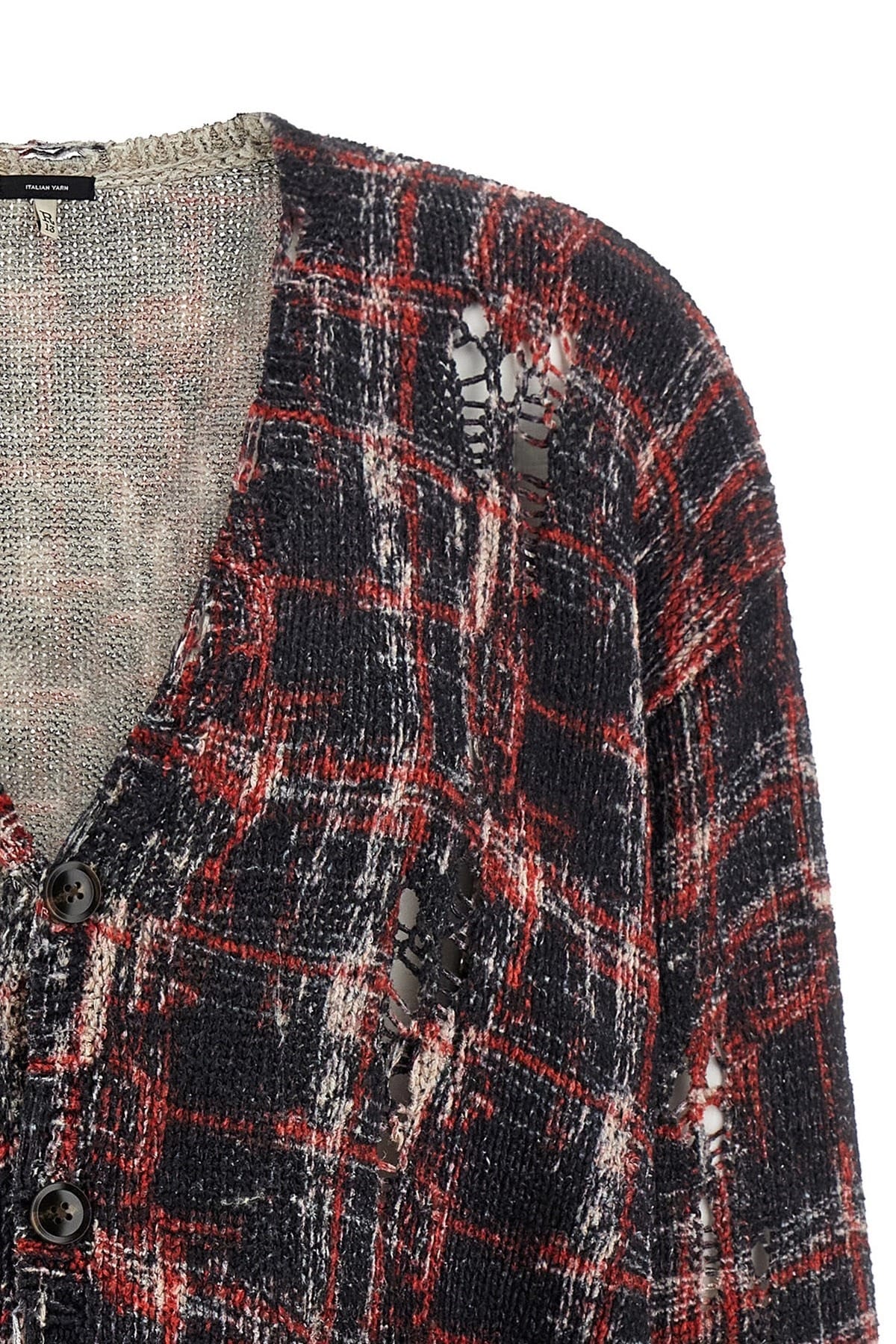 R13 R13 Torn Check Cardigan