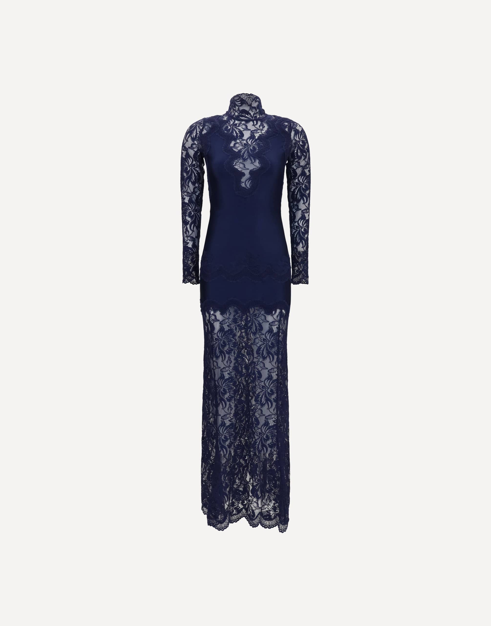 Rabanne Rabanne Long Lace Jersey Dress
