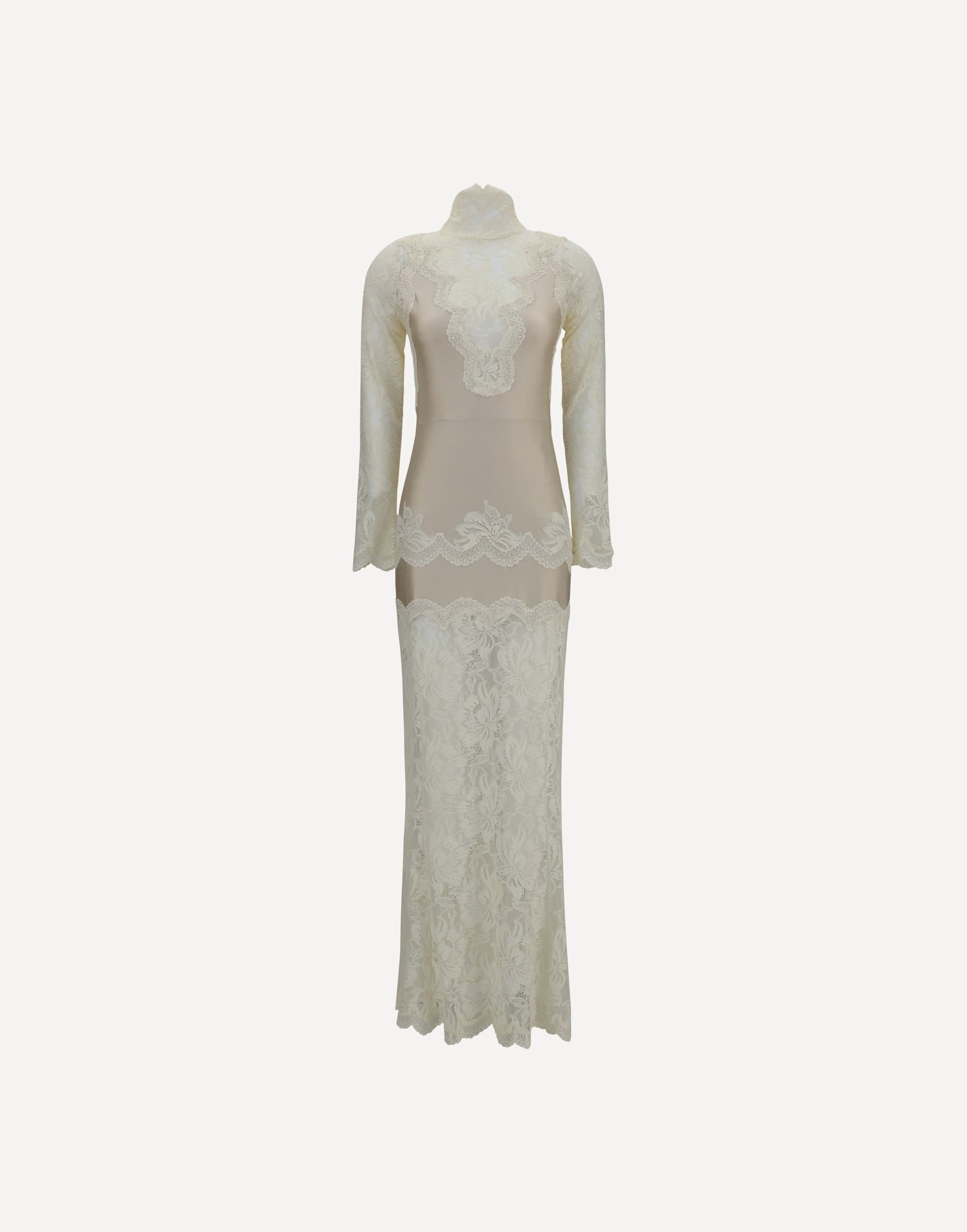 Rabanne Rabanne Long Lace Jersey Dress