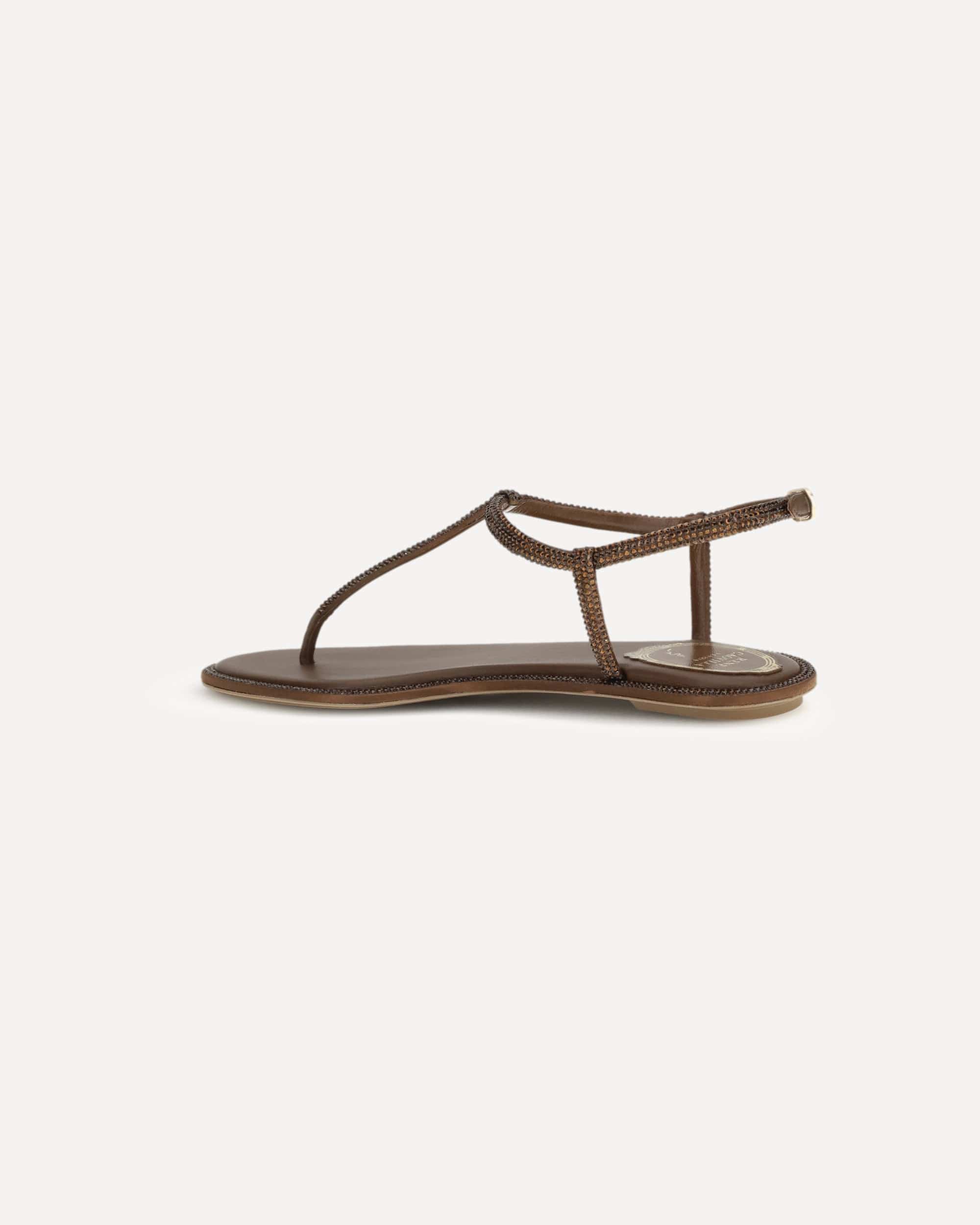 RENE CAOVILLA Diana Satin Sandals With Crystals