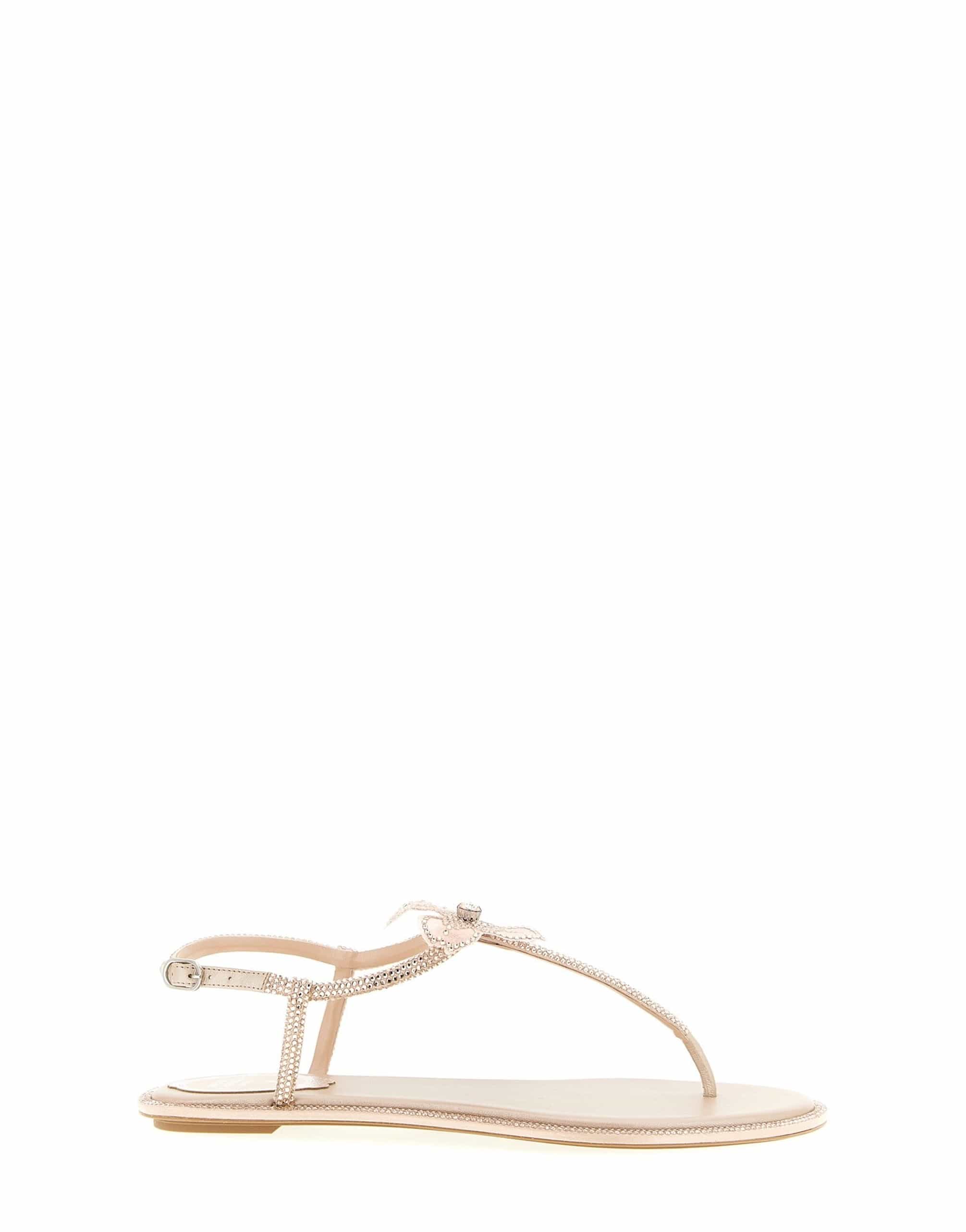 RENE CAOVILLA Peach Flower Thong Sandals