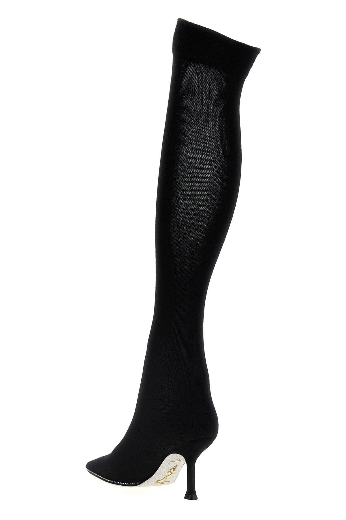RENE CAOVILLA RENE CAOVILLA Rhinestone Knitted Over-The-Knee Boots