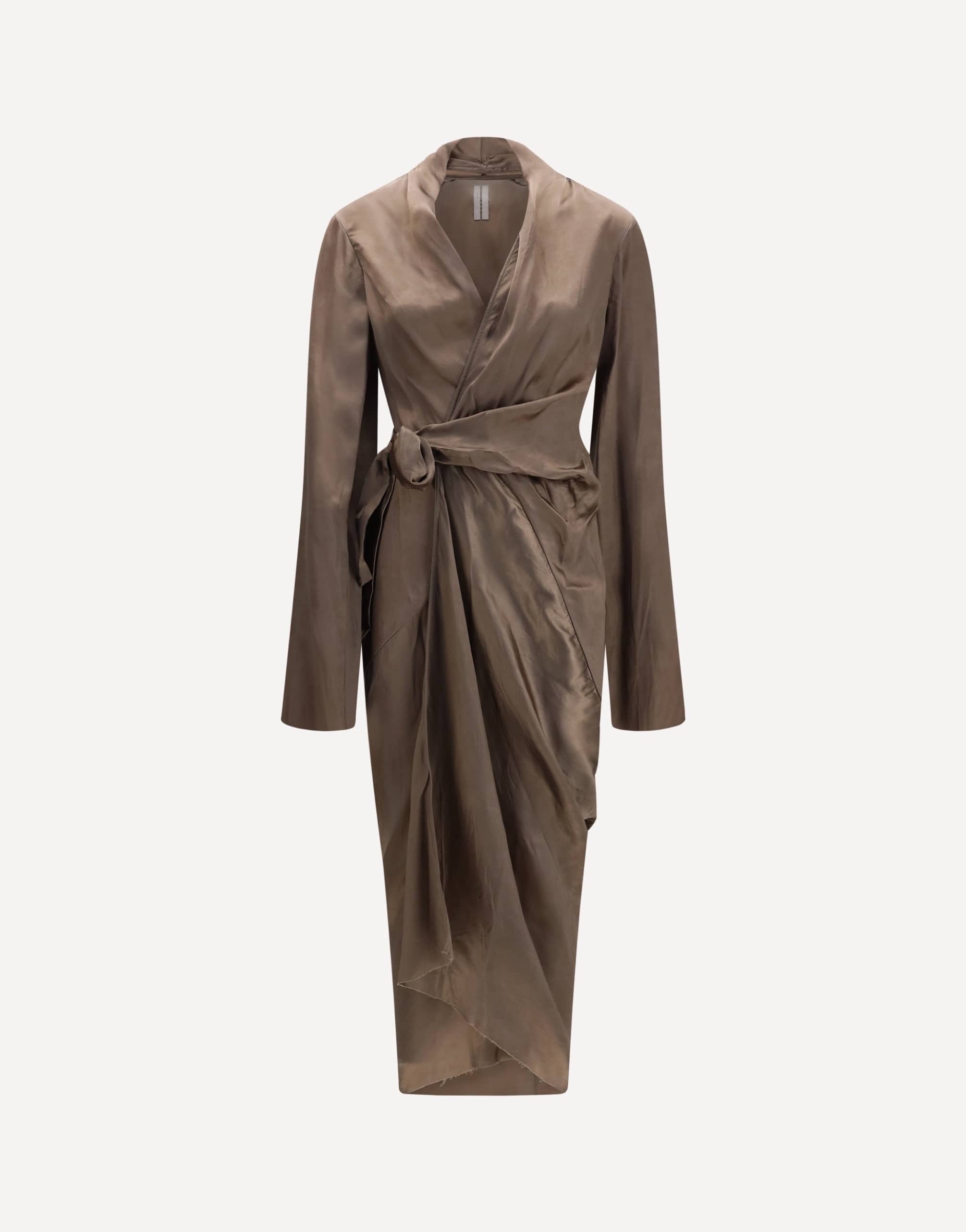 Rick Owens Asymmetric Wrap Dress With Knot Fastening