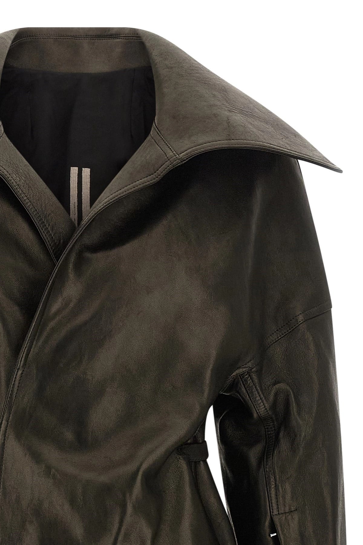 Rick Owens Rick Owens Dracucollar Belted Leather Coat