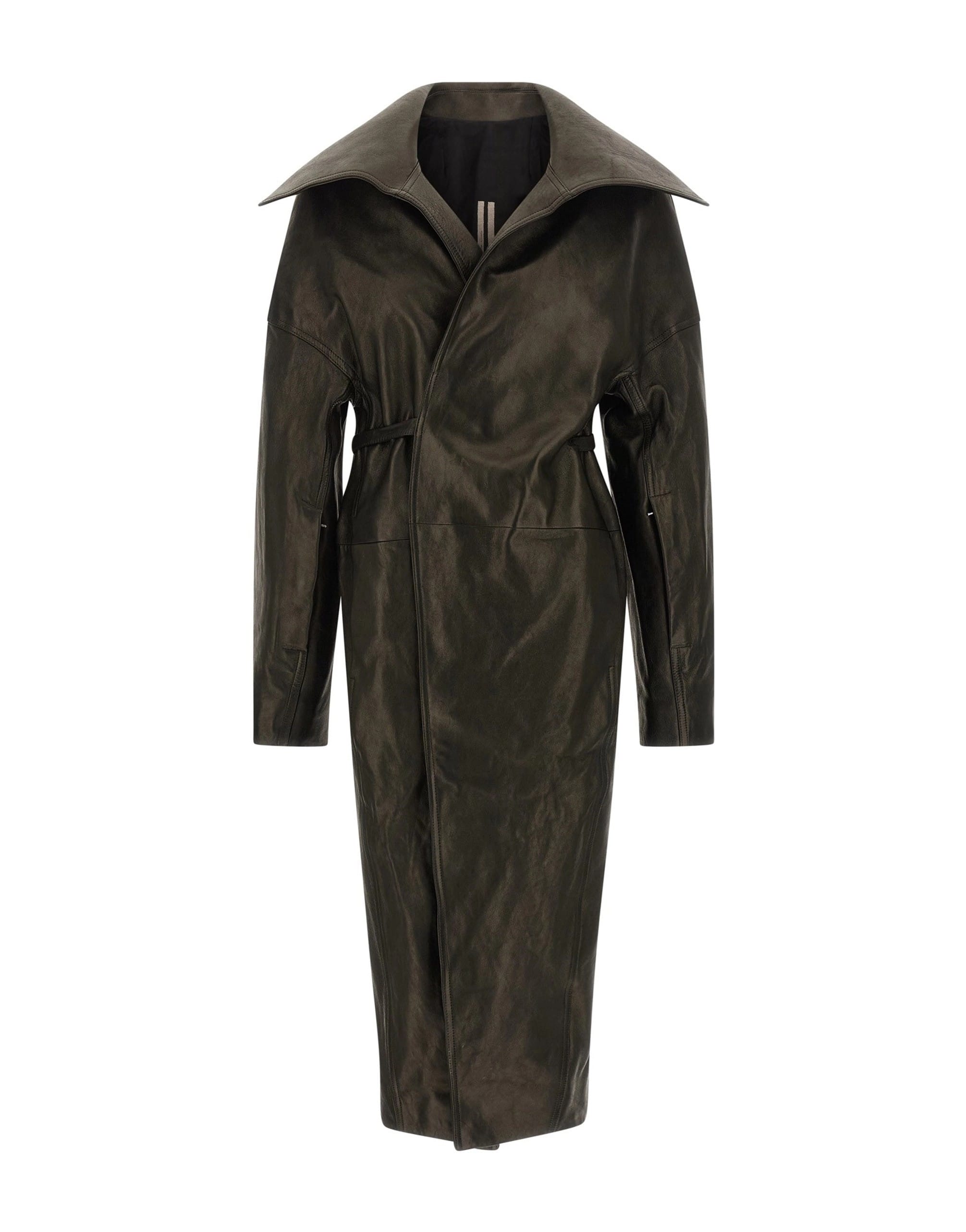 Rick Owens Rick Owens Dracucollar Belted Leather Coat