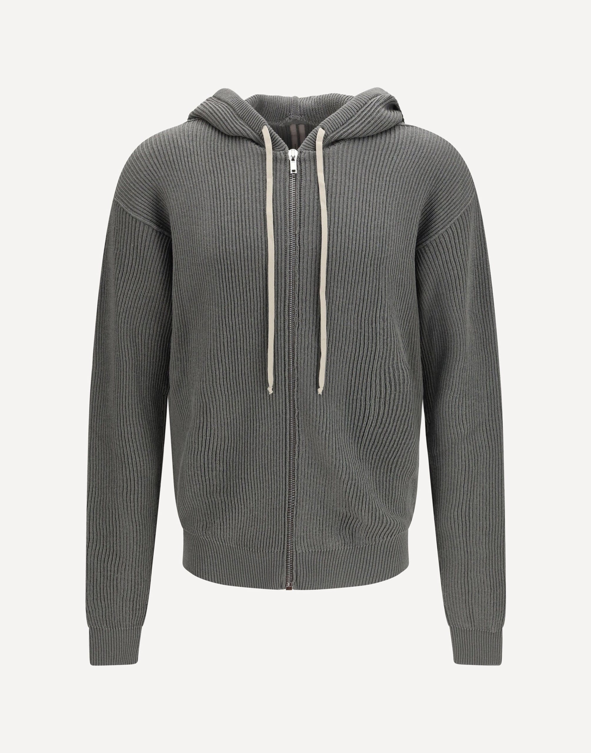 Rick Owens Rick Owens Ribbed Virgin Wool Knit Hoodie