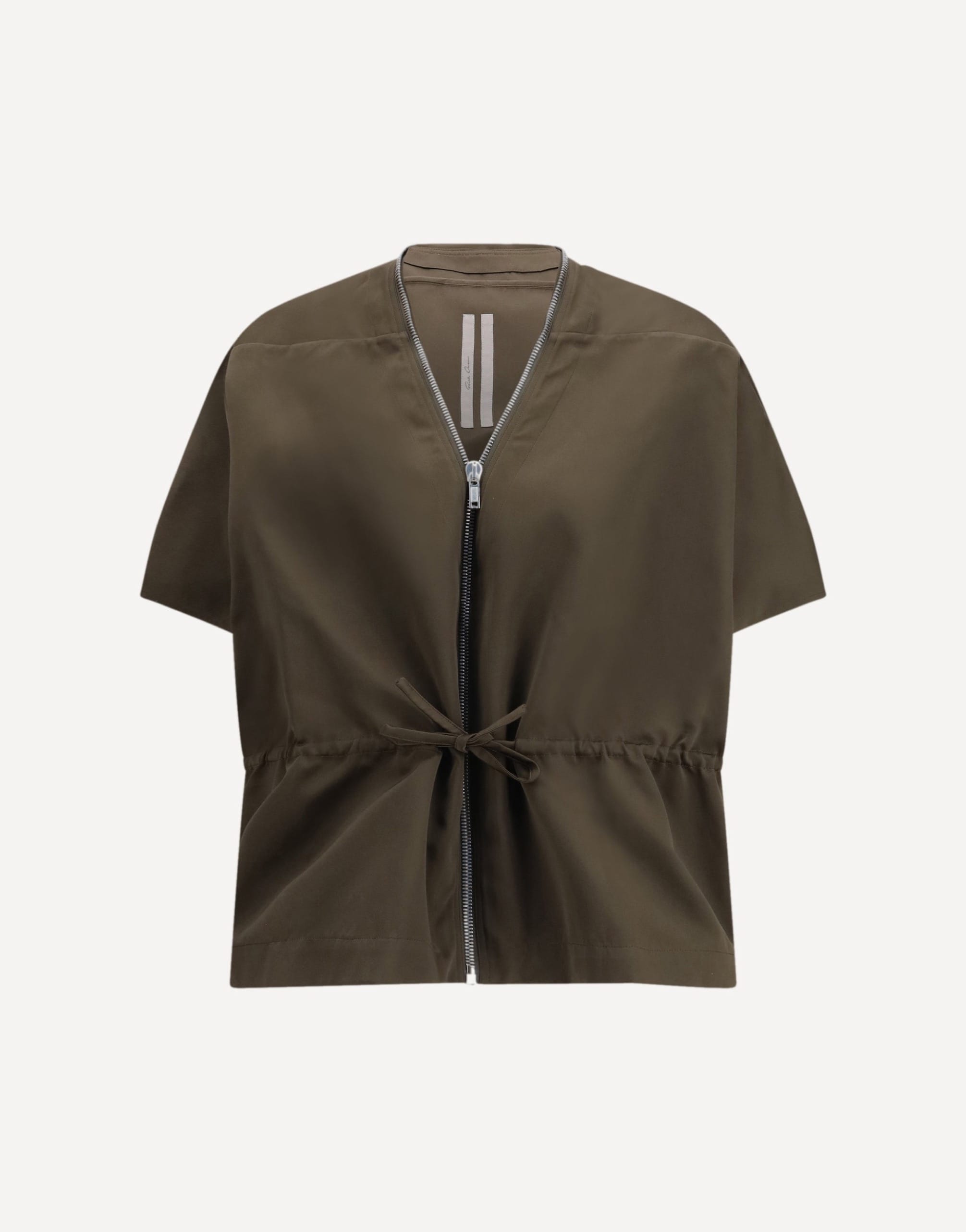 Rick Owens Satin Jacket With Zip And Drawstring