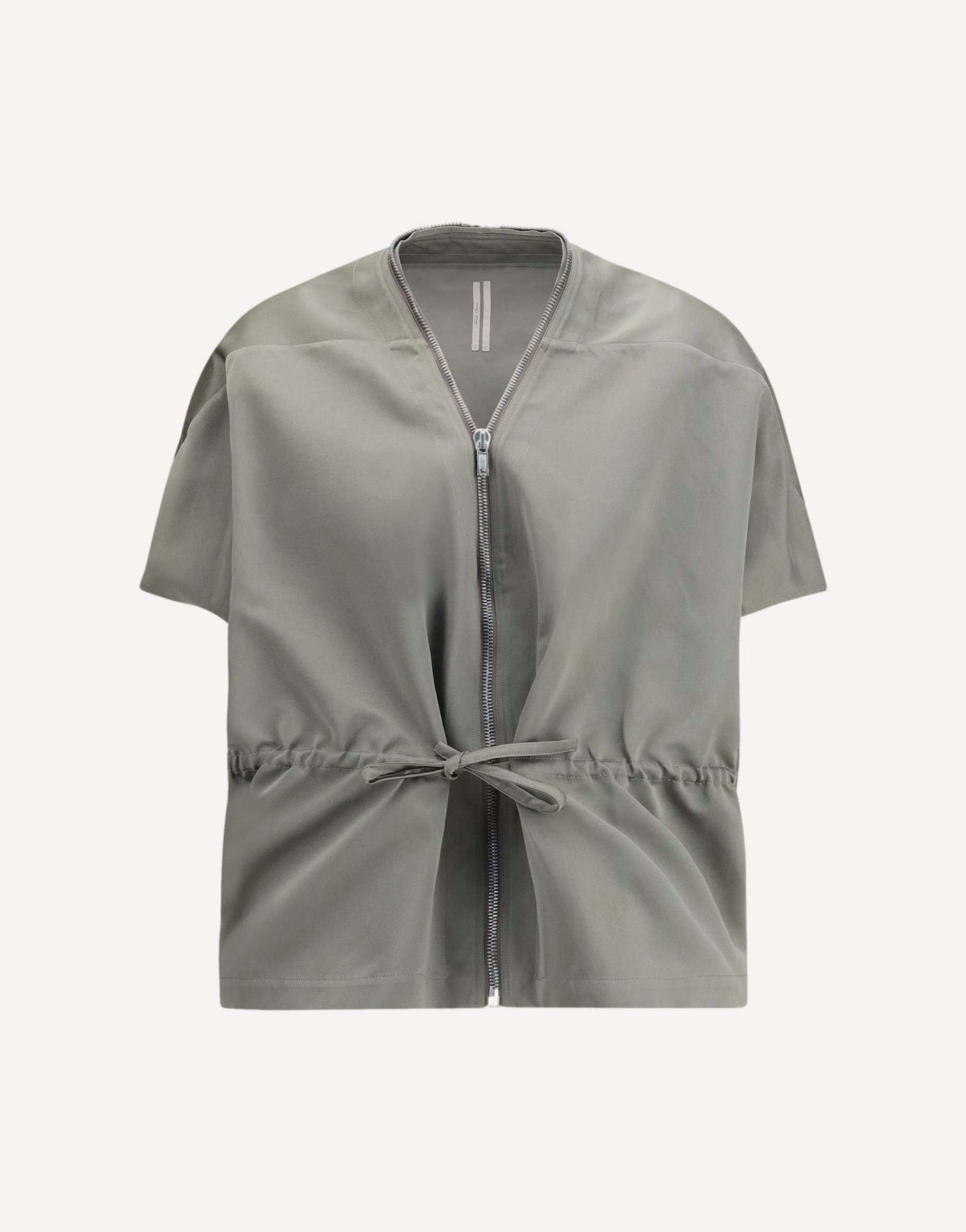 Rick Owens Satin Jacket With Zip Front And Drawstring Waist