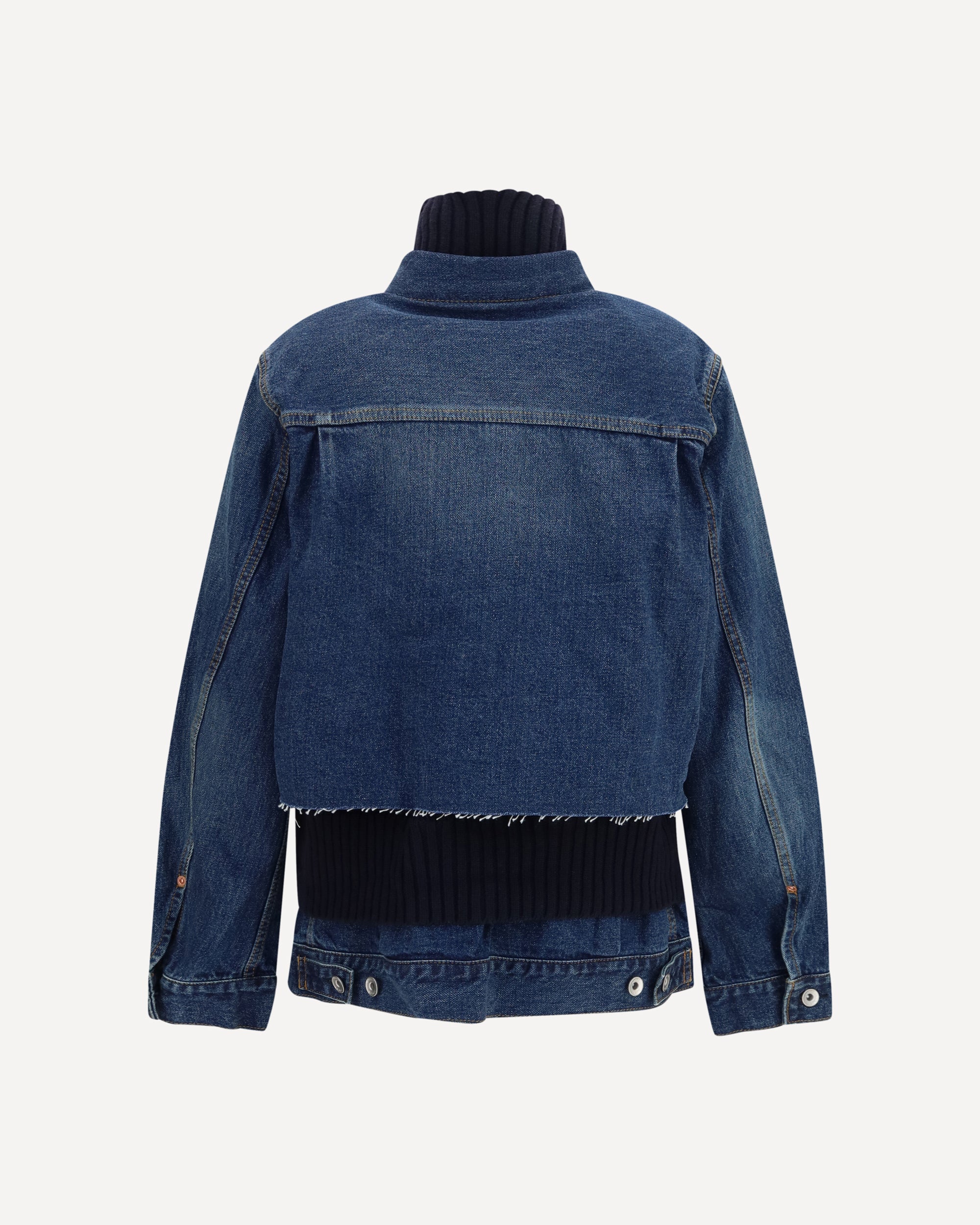 Sacai Jeansjacke mit Wollstrick-Layer