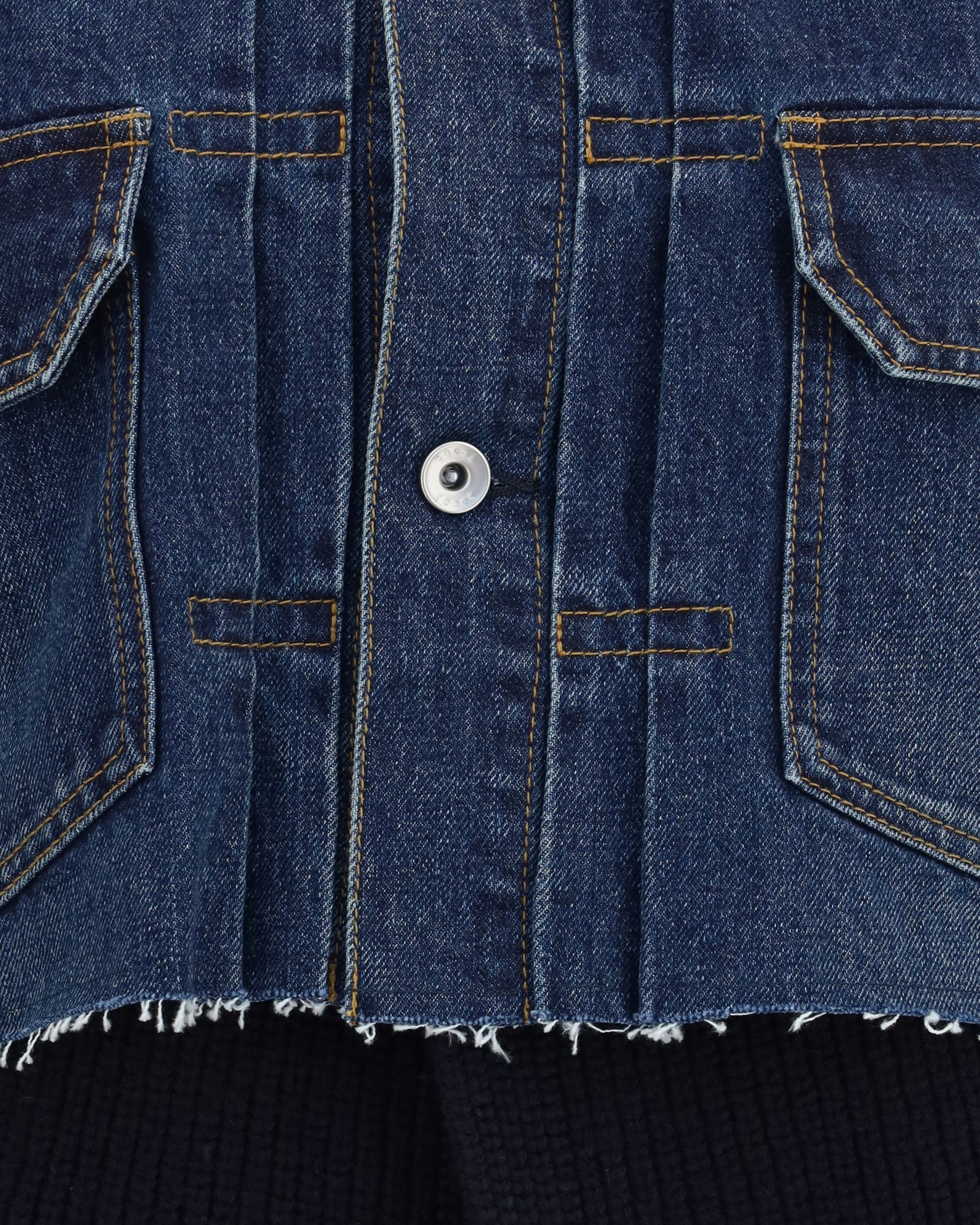 Sacai Jeansjacke mit Wollstrick-Layer