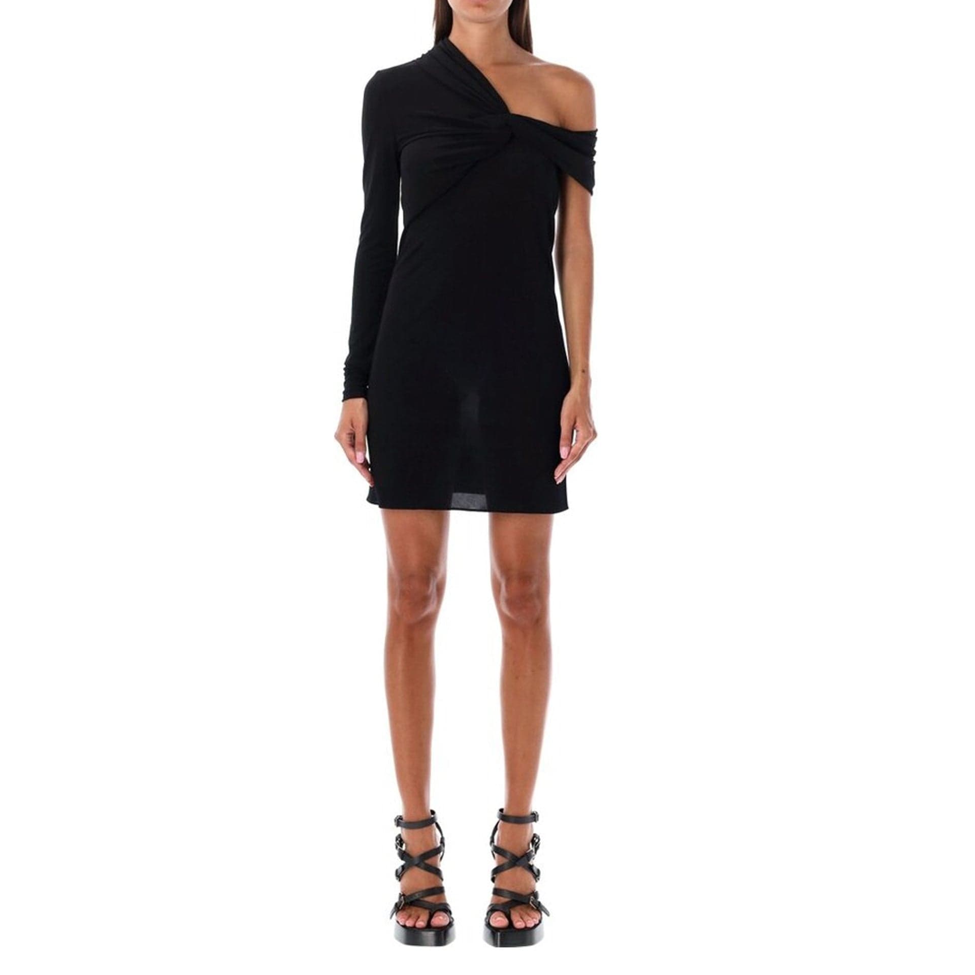 Saint Laurent Asymmetric Off-Shoulder One Sleeve Dress