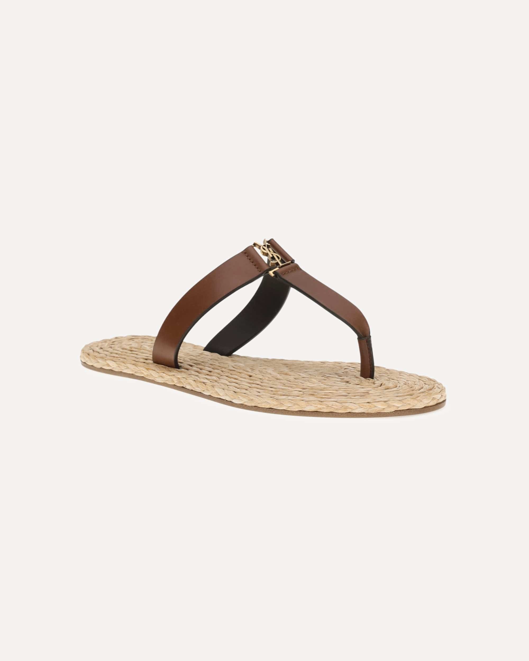 Saint Laurent Babylone Leather Thong Sandals - alternate view